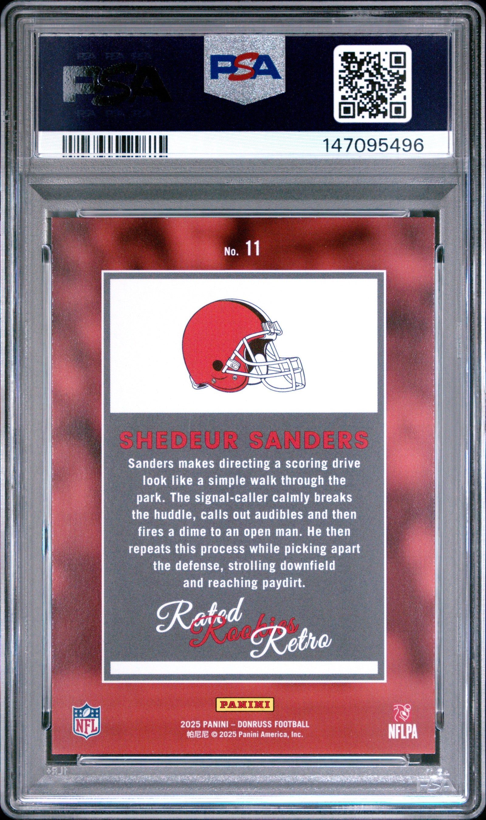 2025 Panini Donruss Rated Rookies Retro 11 Shedeur Sanders PSA 9