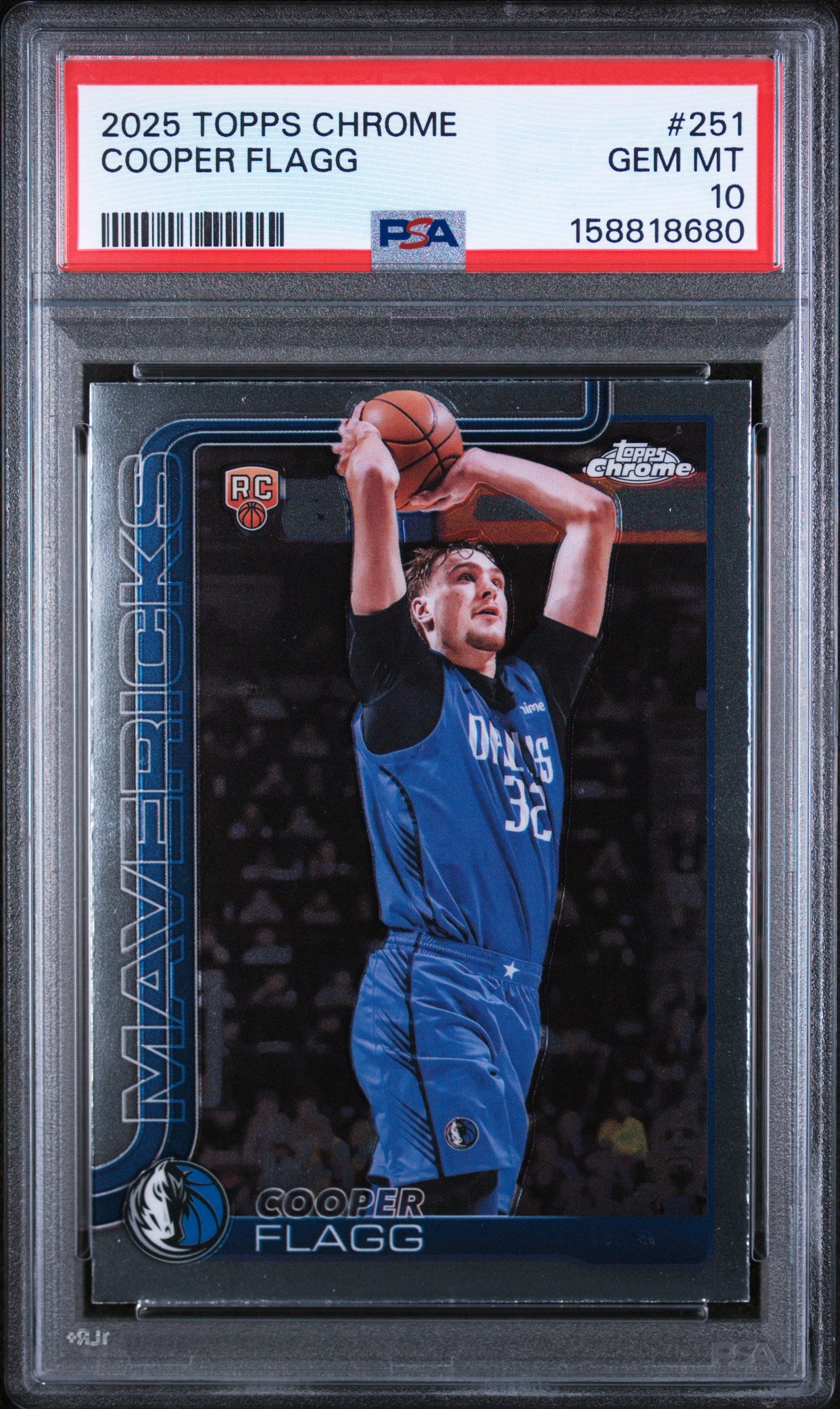2025 TOPPS CHROME 251 COOPER FLAGG PSA 10 - front