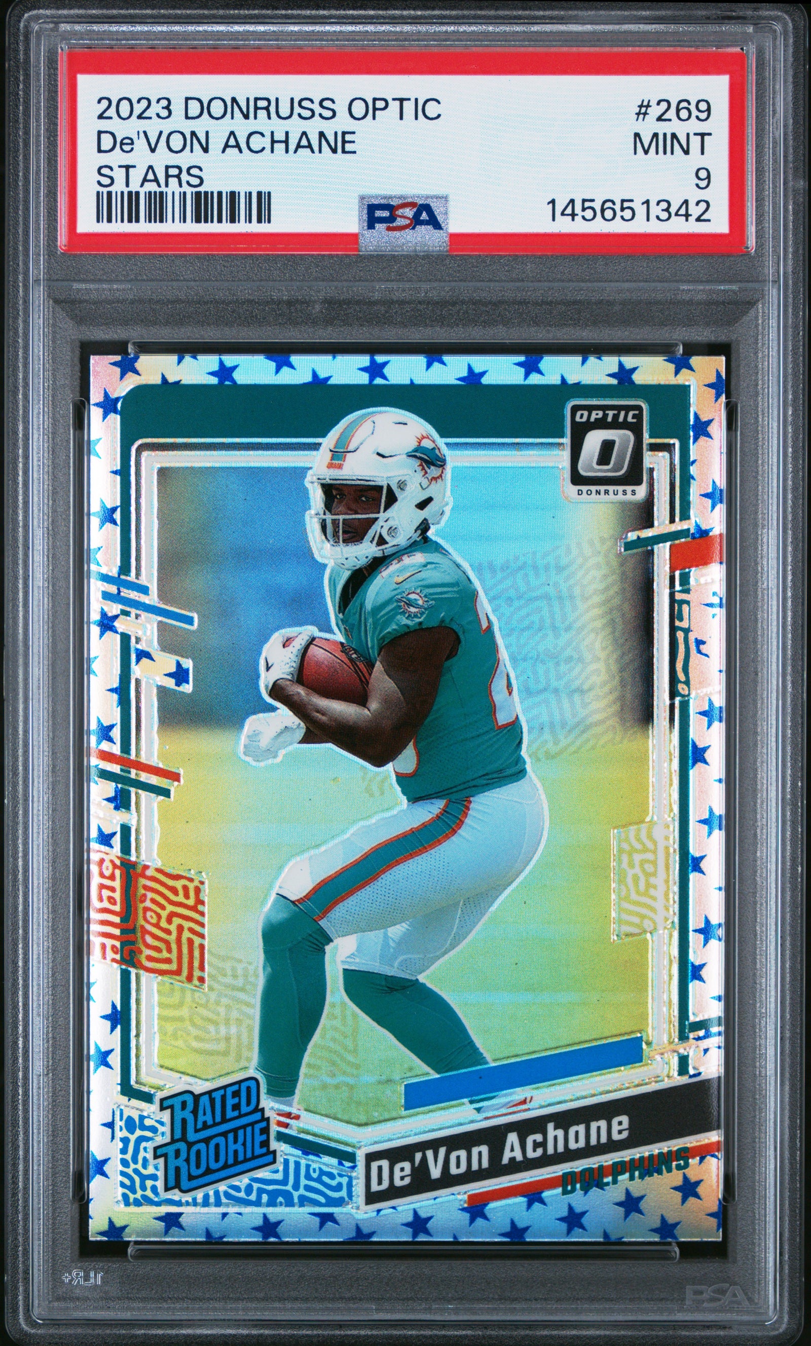 2023 Panini Donruss Optic 269 De'Von Achane Stars PSA 9