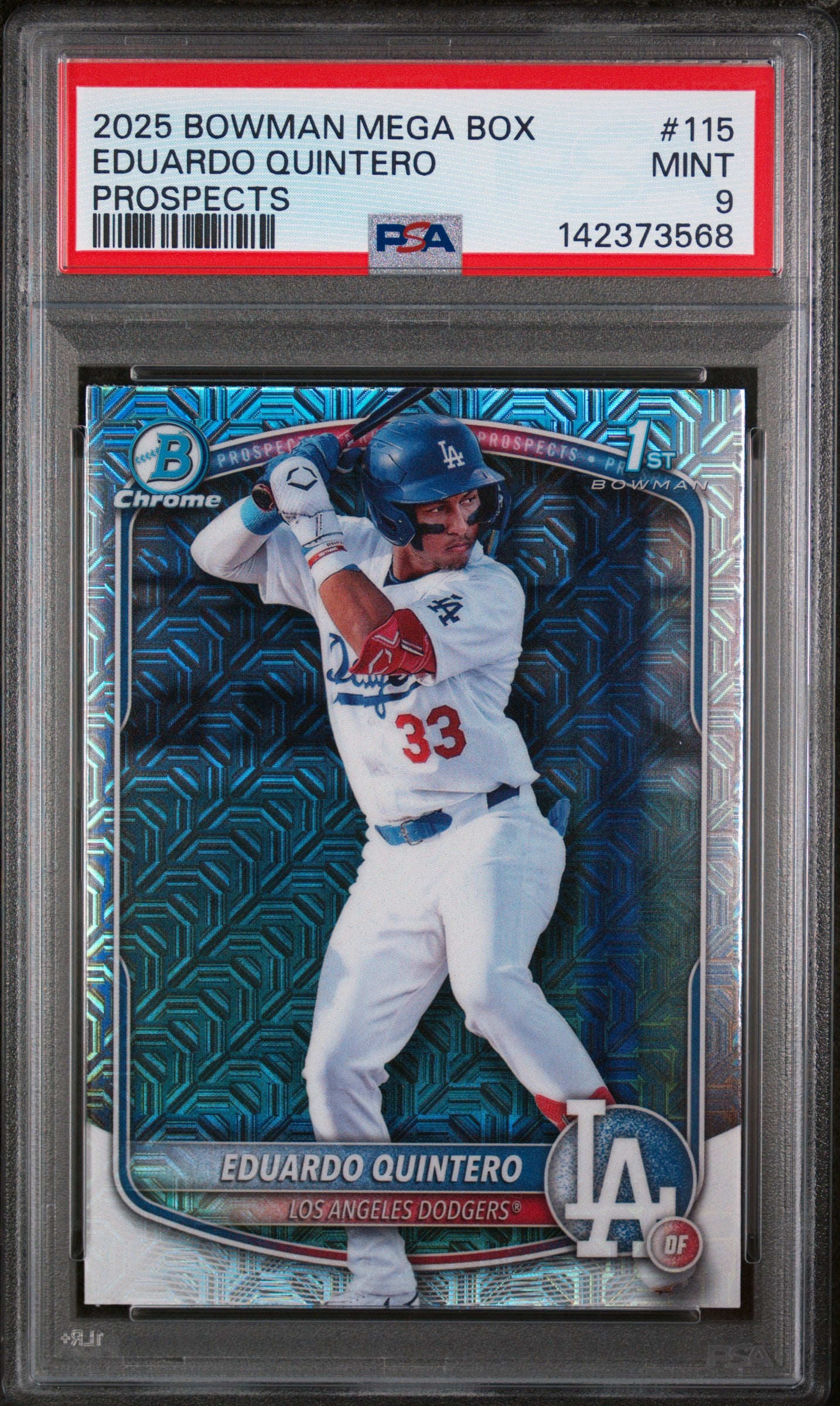 2025 Bowman Mega Box Chrome Prospects 115 Eduardo Quintero PSA 9
