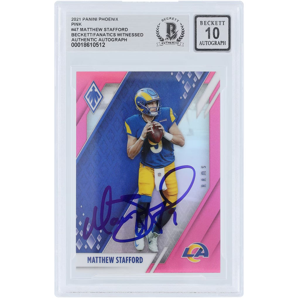 2021 Panini Phoenix Pink Matthew Stafford Autograph Beckett Fanatics Authentic