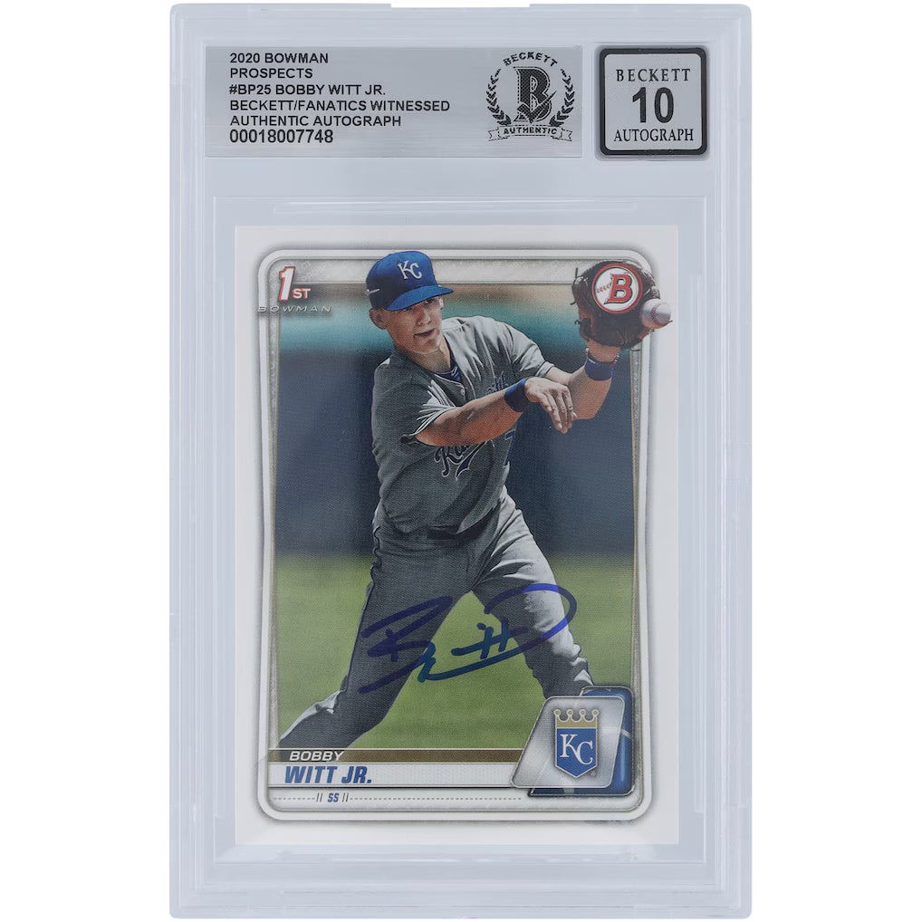 2020 Bowman Prospects 1st Bowman Bobby Witt Jr. Autograph Beckett/Fanatics Authentic Auto 10