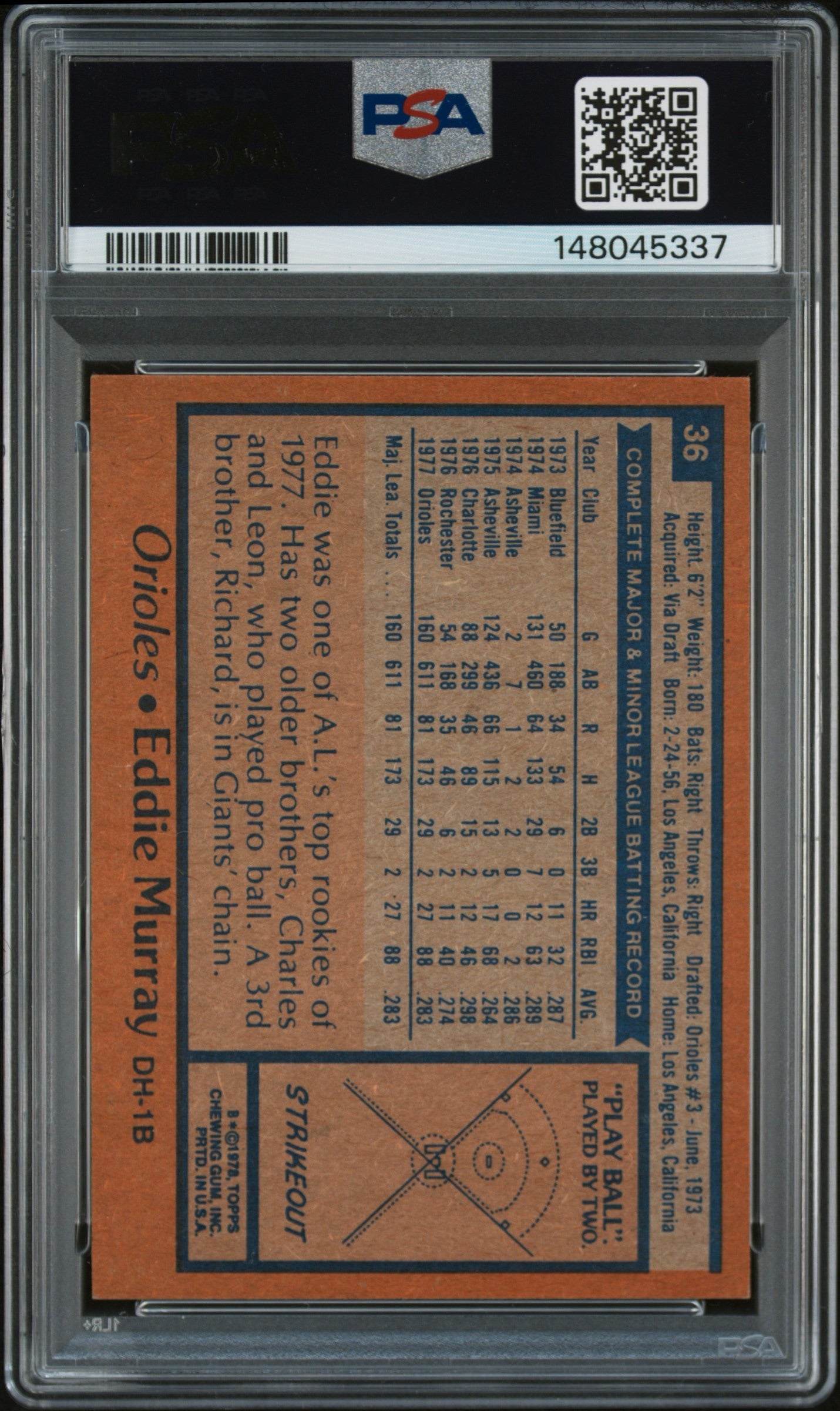 1978 Topps Eddie Murray RC PSA 8
