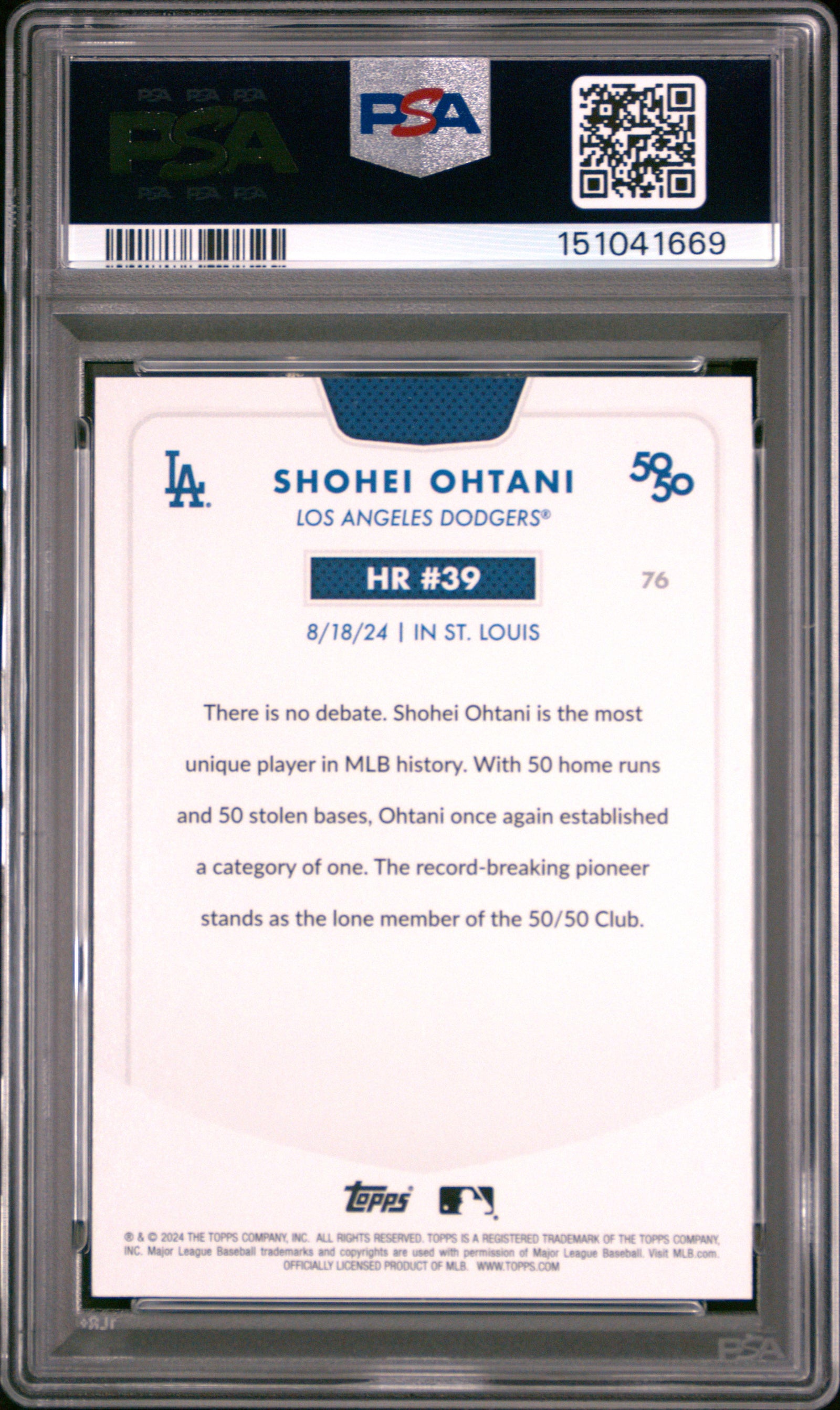 2024 Topps 50/50 Shohei Ohtani 76 Shohei Ohtani PSA 10
