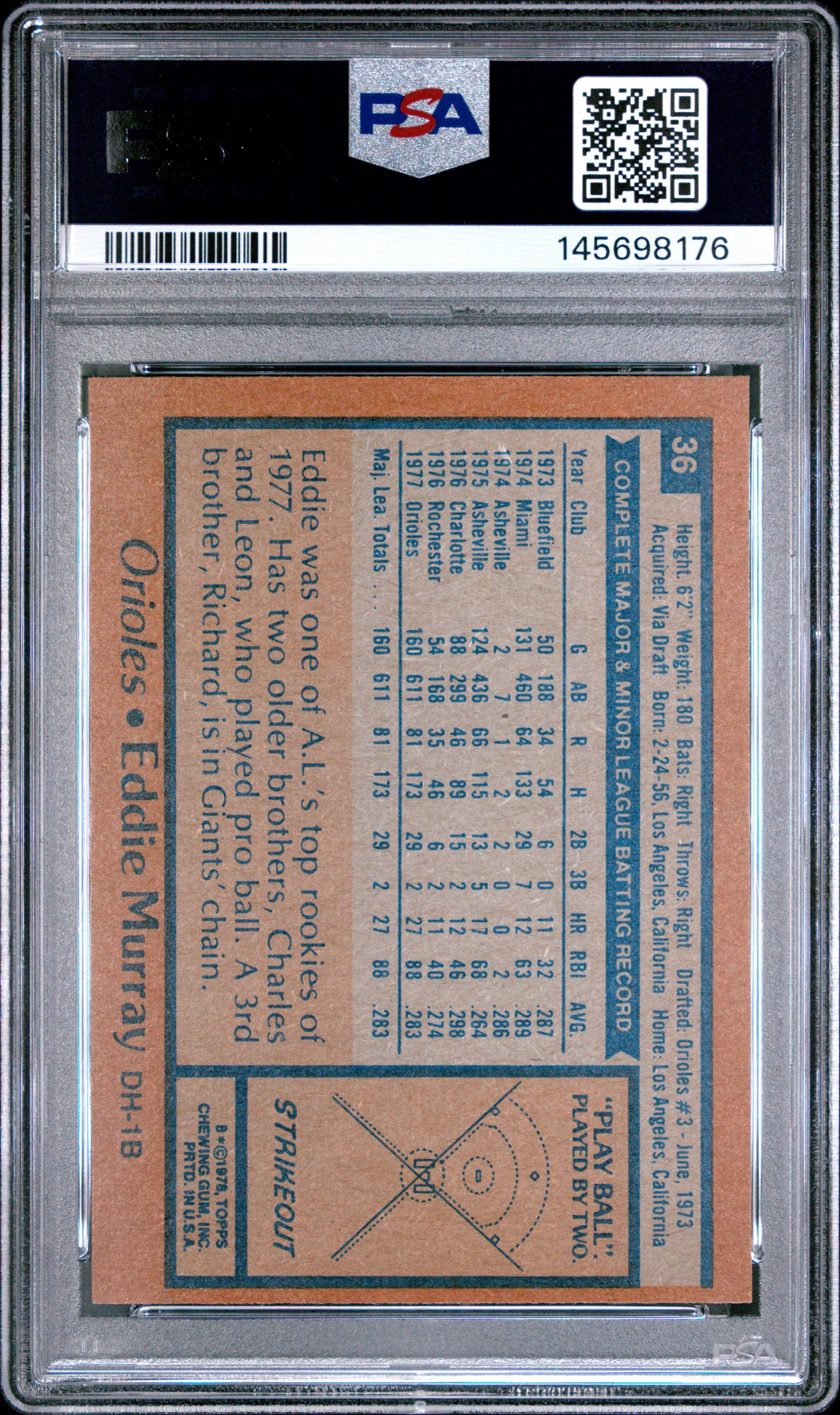 1978 Topps Eddie Murray RC PSA 7