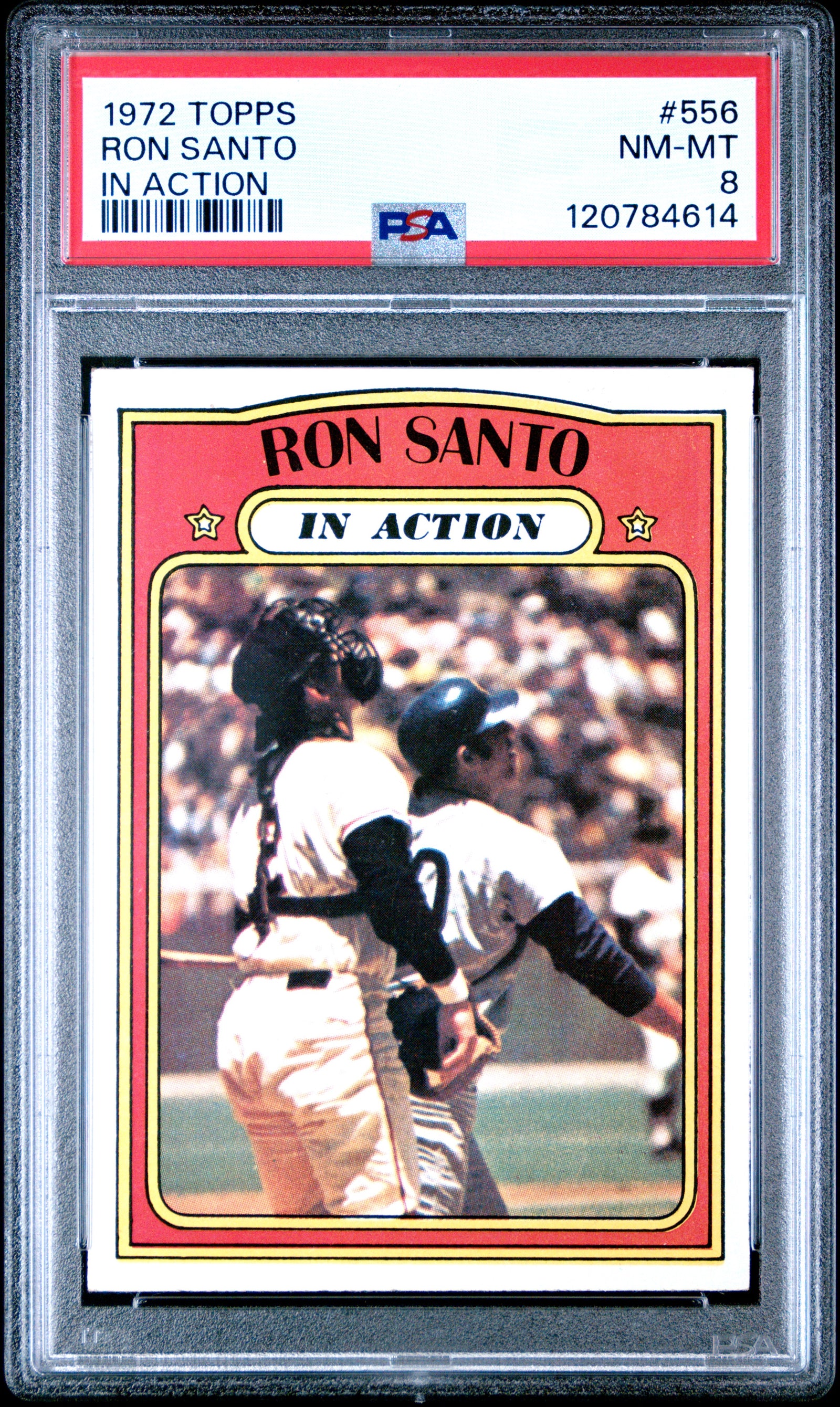 1972 Topps 556 Ron Santo In Action PSA 8