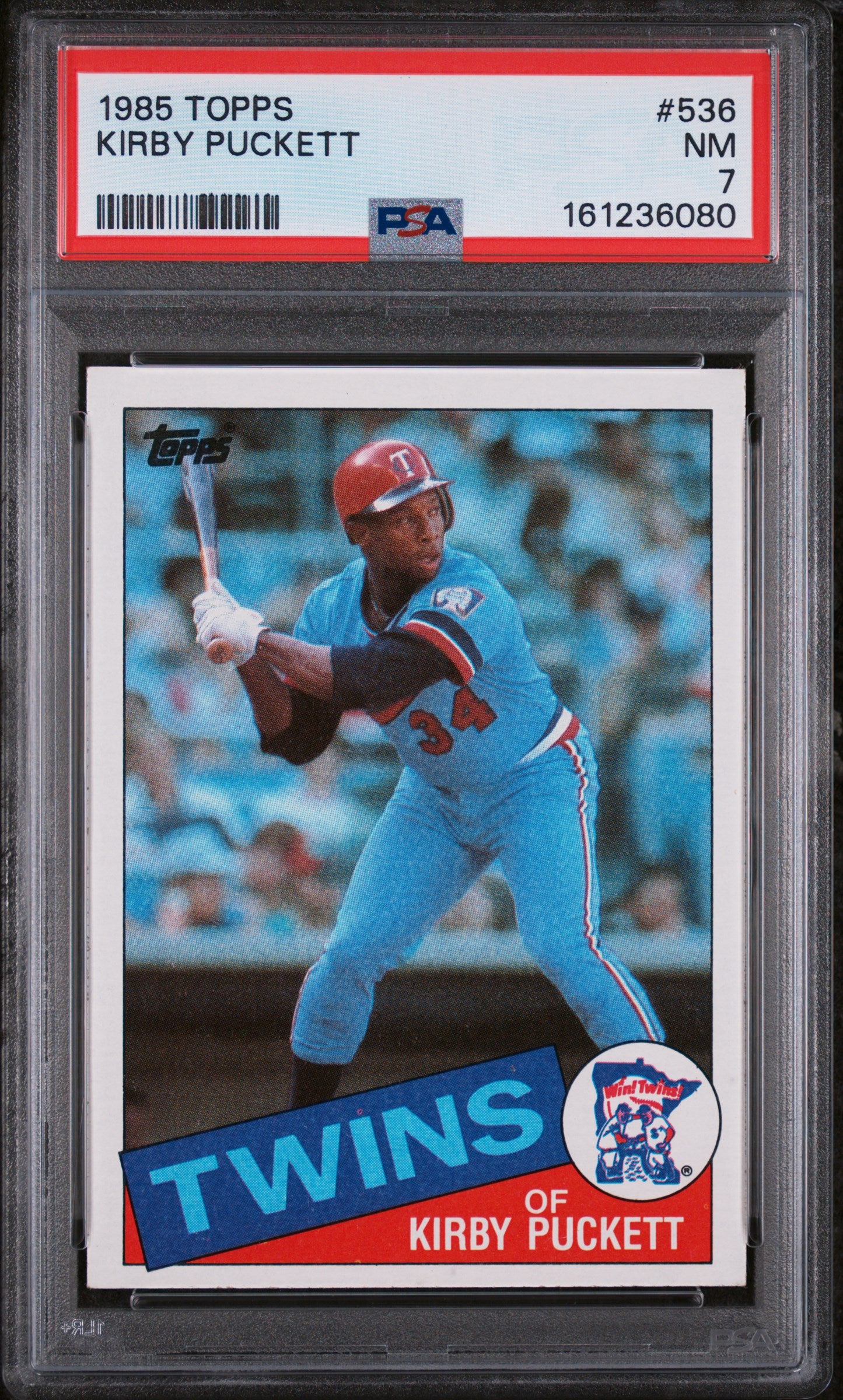 1985 TOPPS 536 KIRBY PUCKETT PSA 7 - front