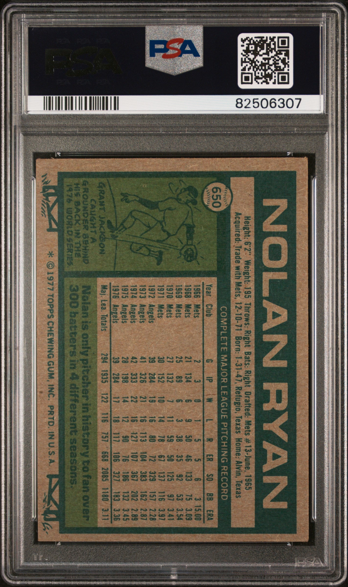 1977 Topps 650 Nolan Ryan PSA 5