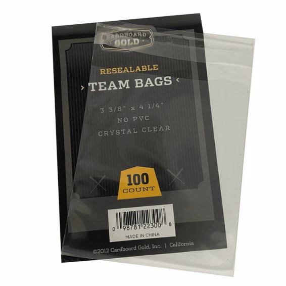 Cardboard Gold Resealable Team Bags 100 Count