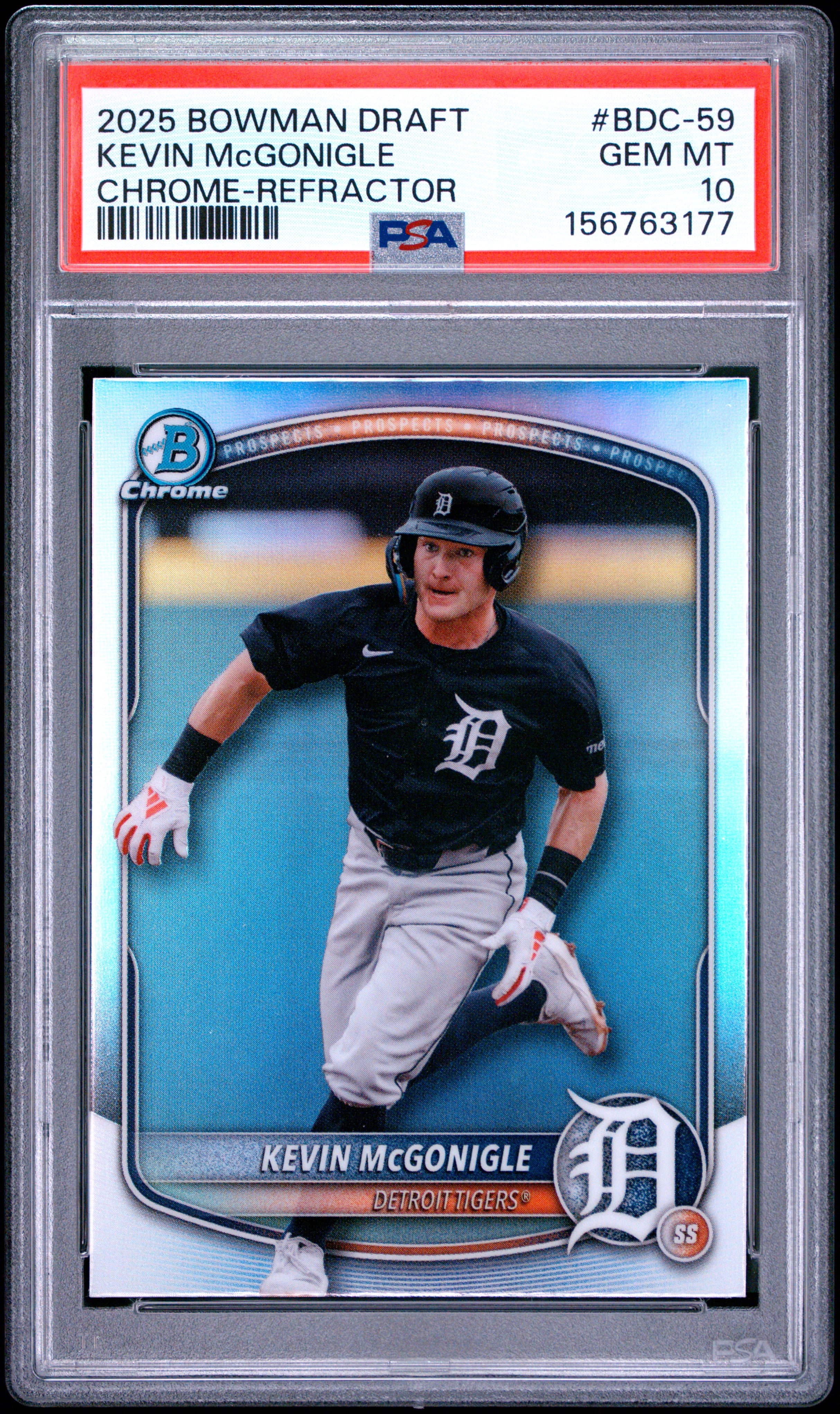 2025 BOWMAN DRAFT BDC-59 KEVIN MCGONIGLE CHROME-REFRACTOR PSA 10 - front