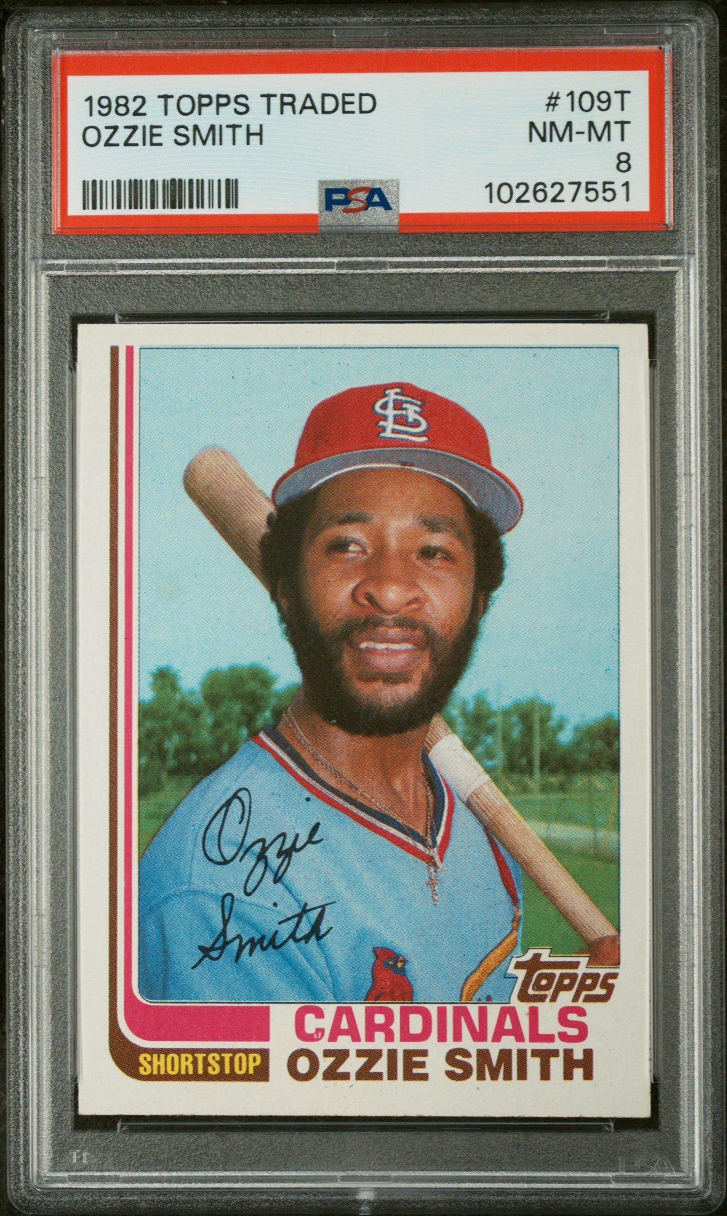 1982 TOPPS TRADED 109T OZZIE SMITH PSA 8 - front