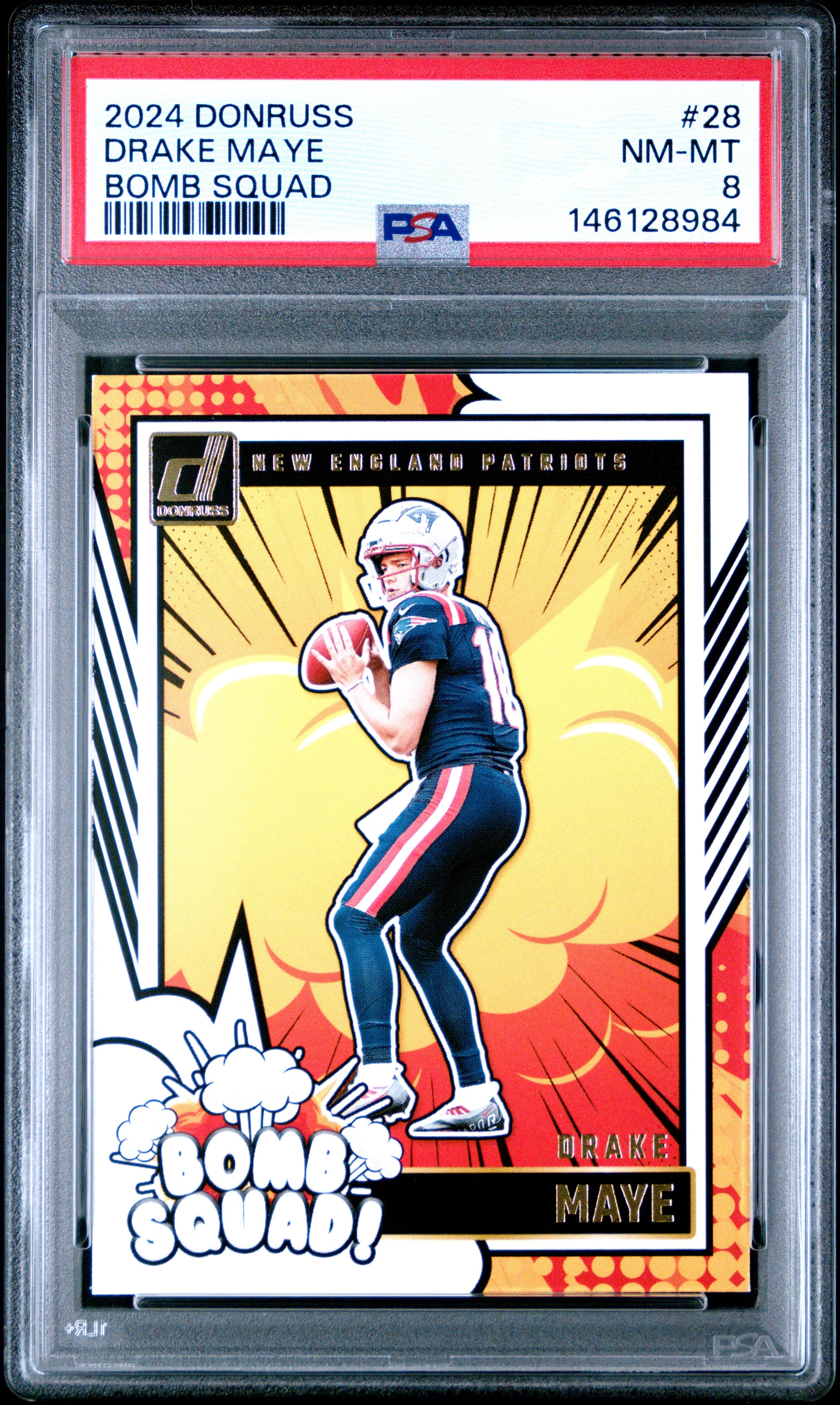 2024 Panini Donruss Bomb Squad 28 Drake Maye PSA 8
