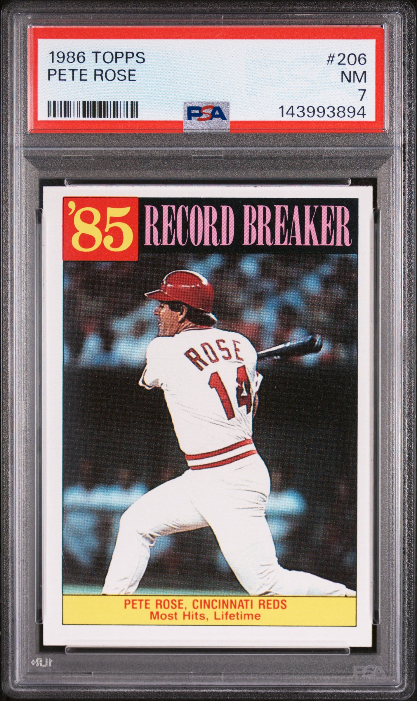 1986 TOPPS 206 PETE ROSE PSA 7 - front