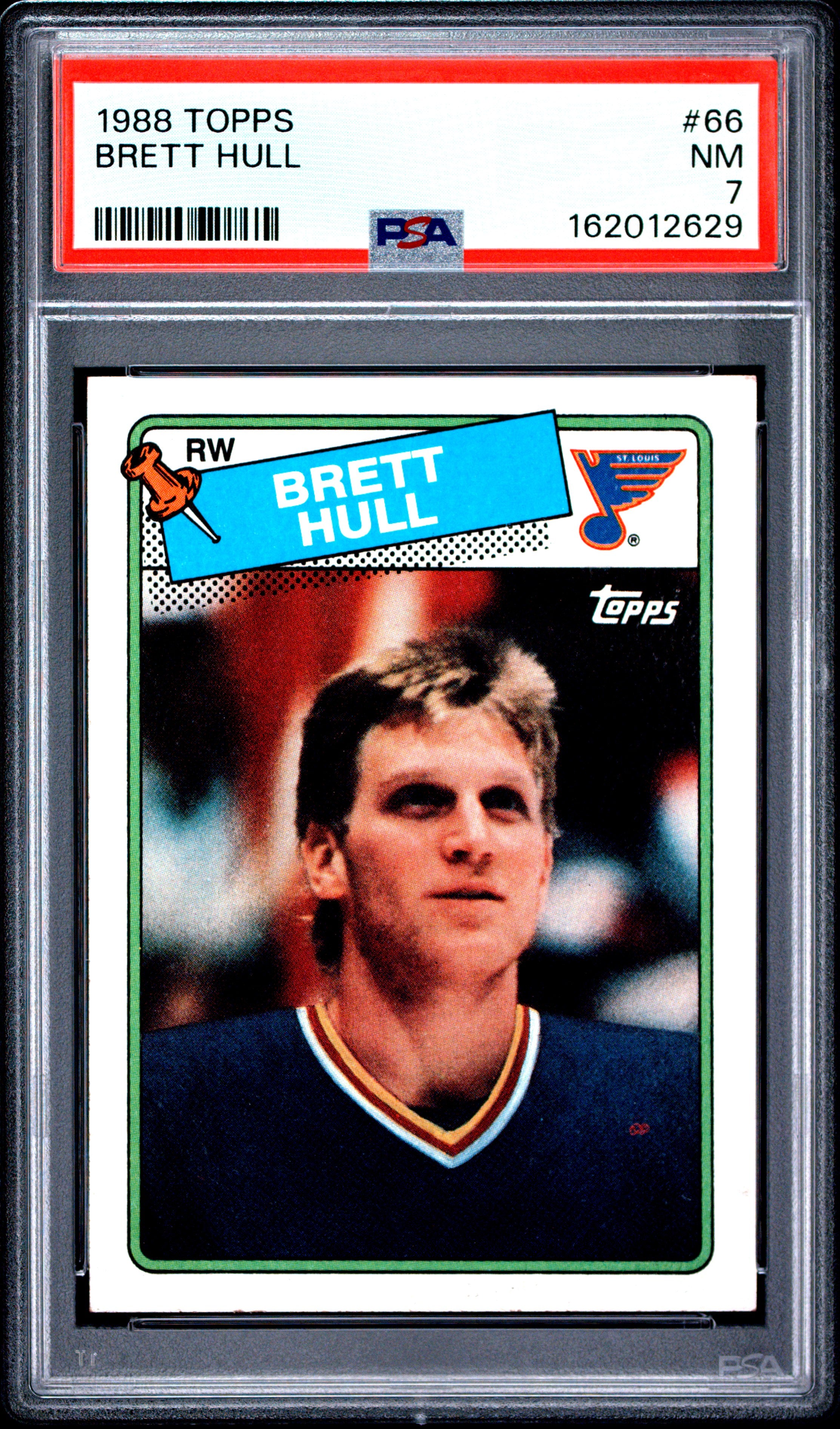 1988 TOPPS 66 BRETT HULL PSA 7 - front