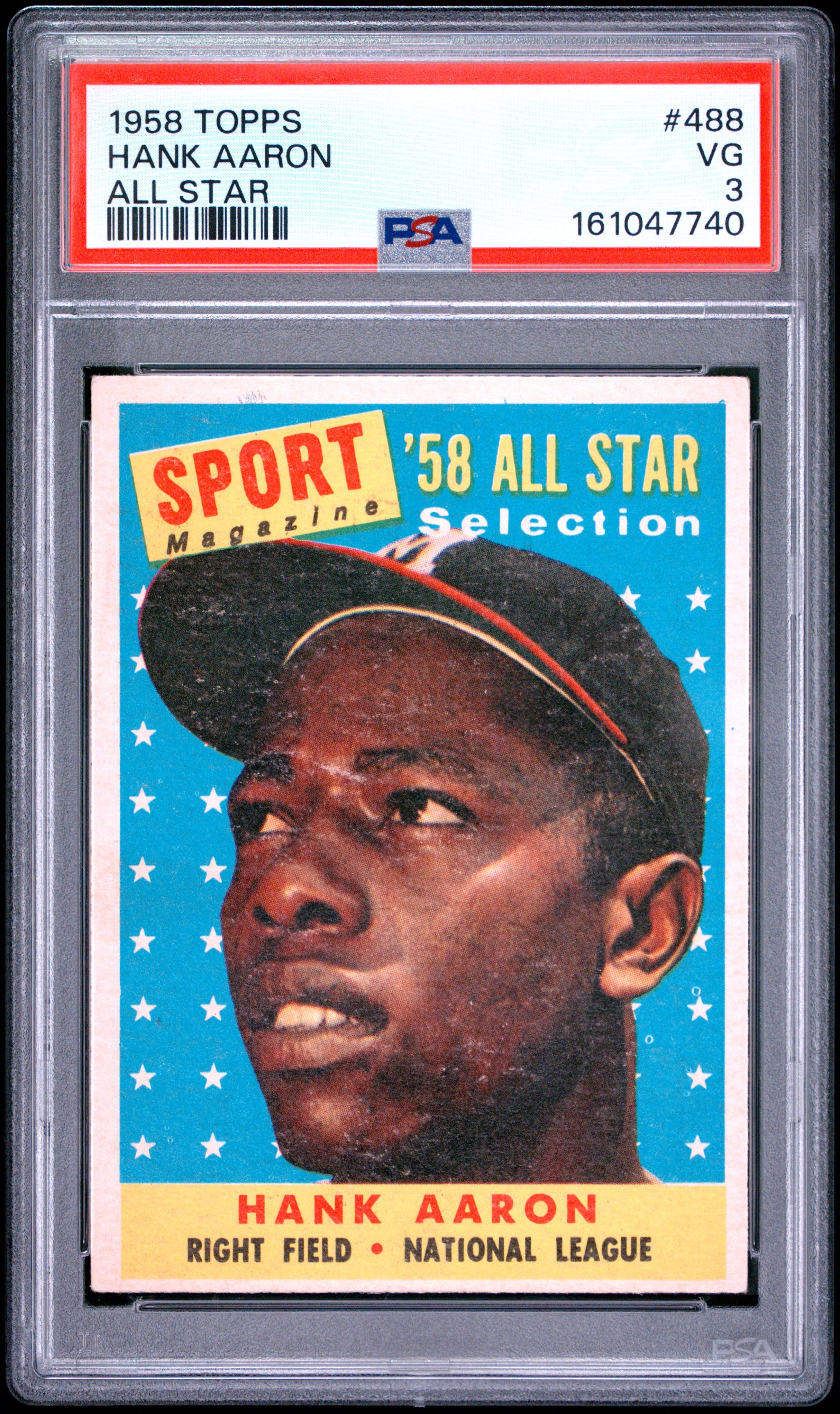 1958 TOPPS 488 HANK AARON ALL STAR PSA 3 - front