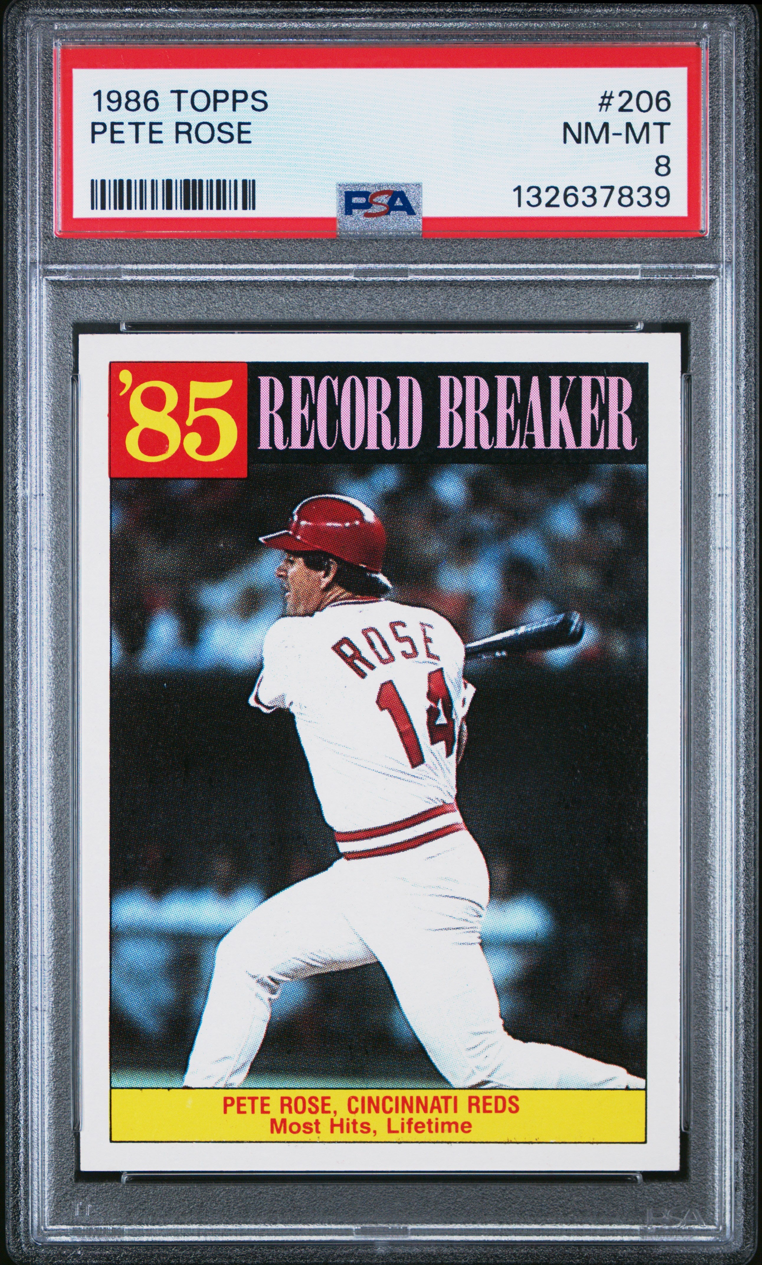 1986 TOPPS 206 PETE ROSE PSA 8 - front
