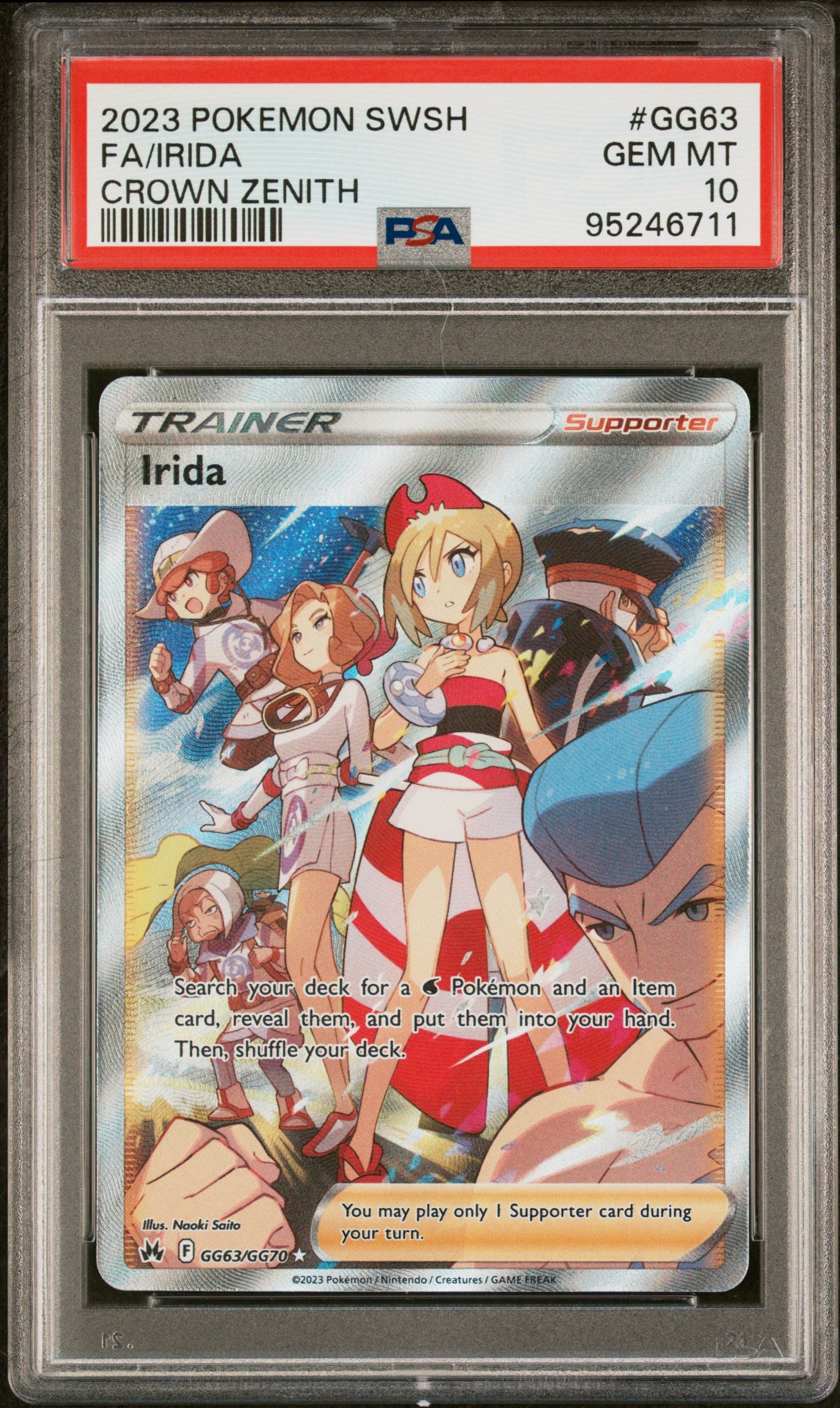 2023 POKEMON SWORD AND SHIELD CROWN ZENITH GG63 FULL ART/IRIDA PSA 10 - front