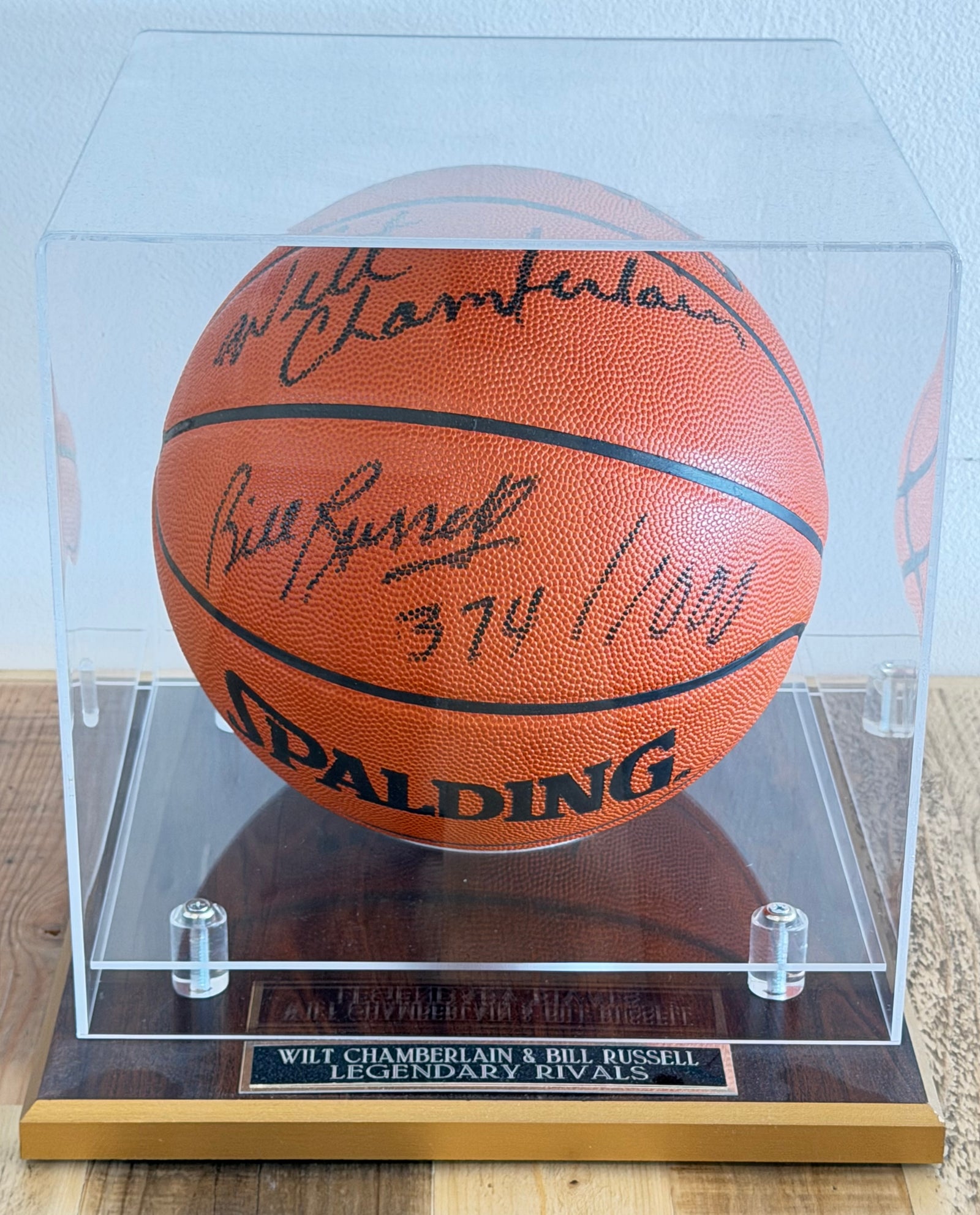 Wilt Chamberlain / Bill Russell Autographed Spalding 