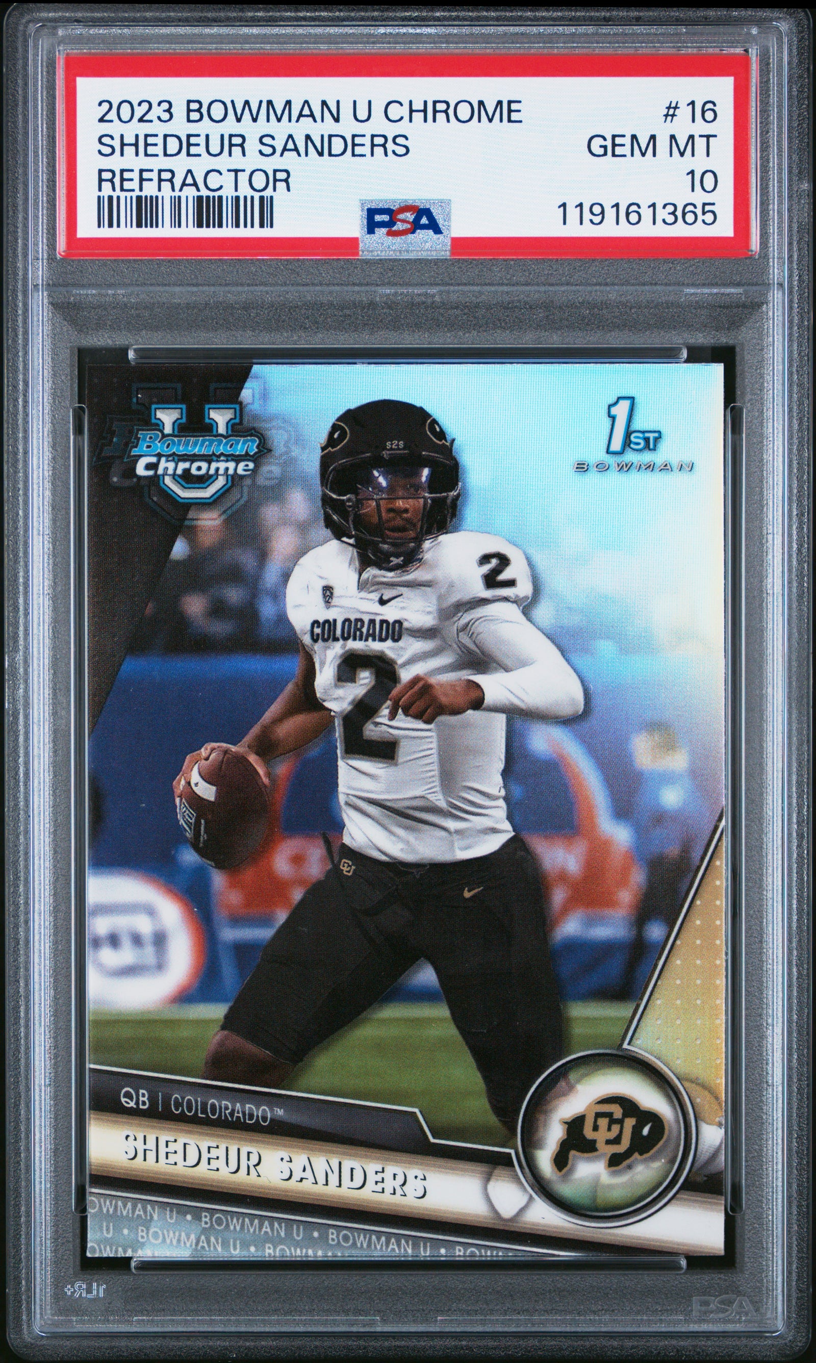 2023 Bowman University Chrome 16 Shedeur Sanders Refractor PSA 10