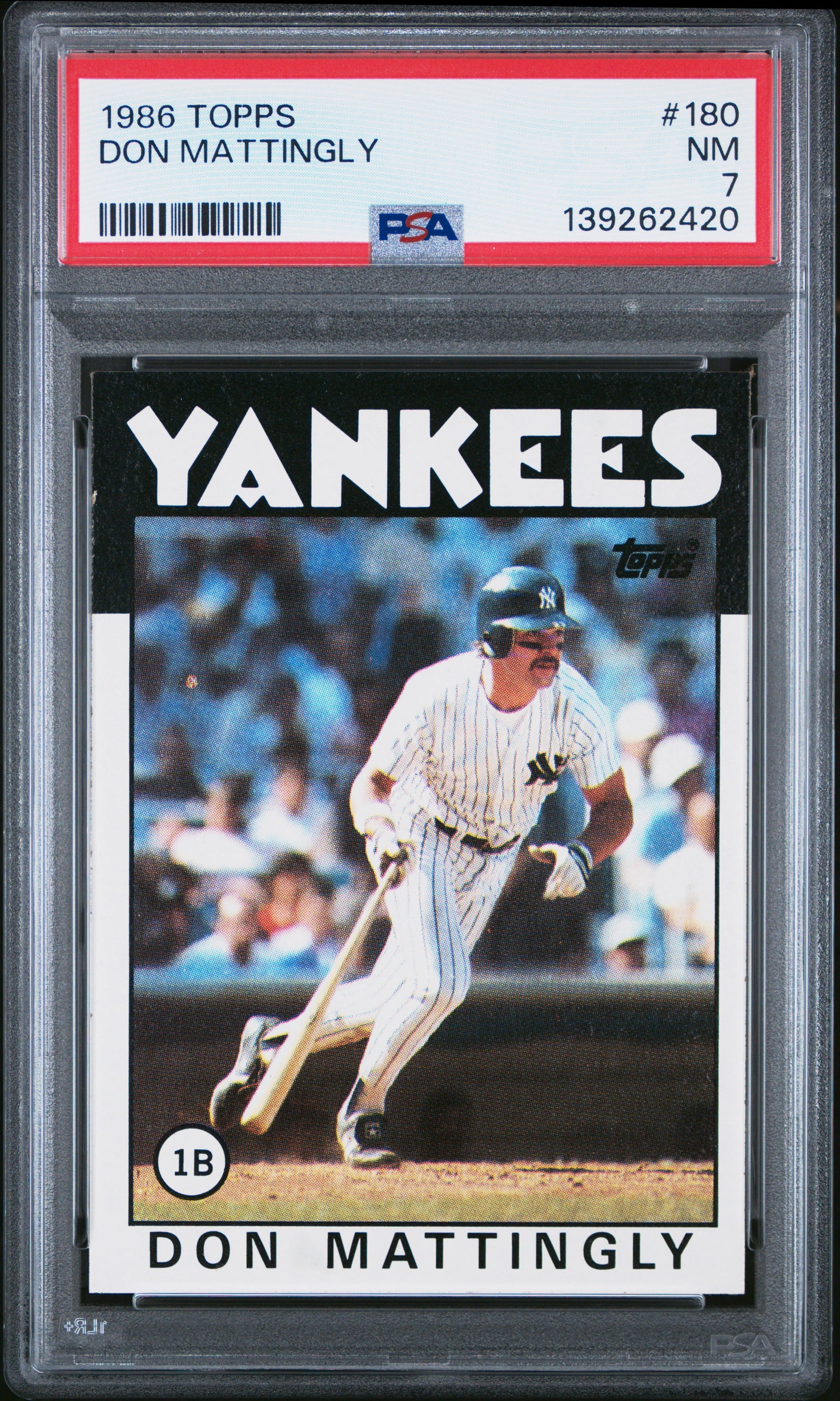 1986 TOPPS 180 DON MATTINGLY PSA 7 - front