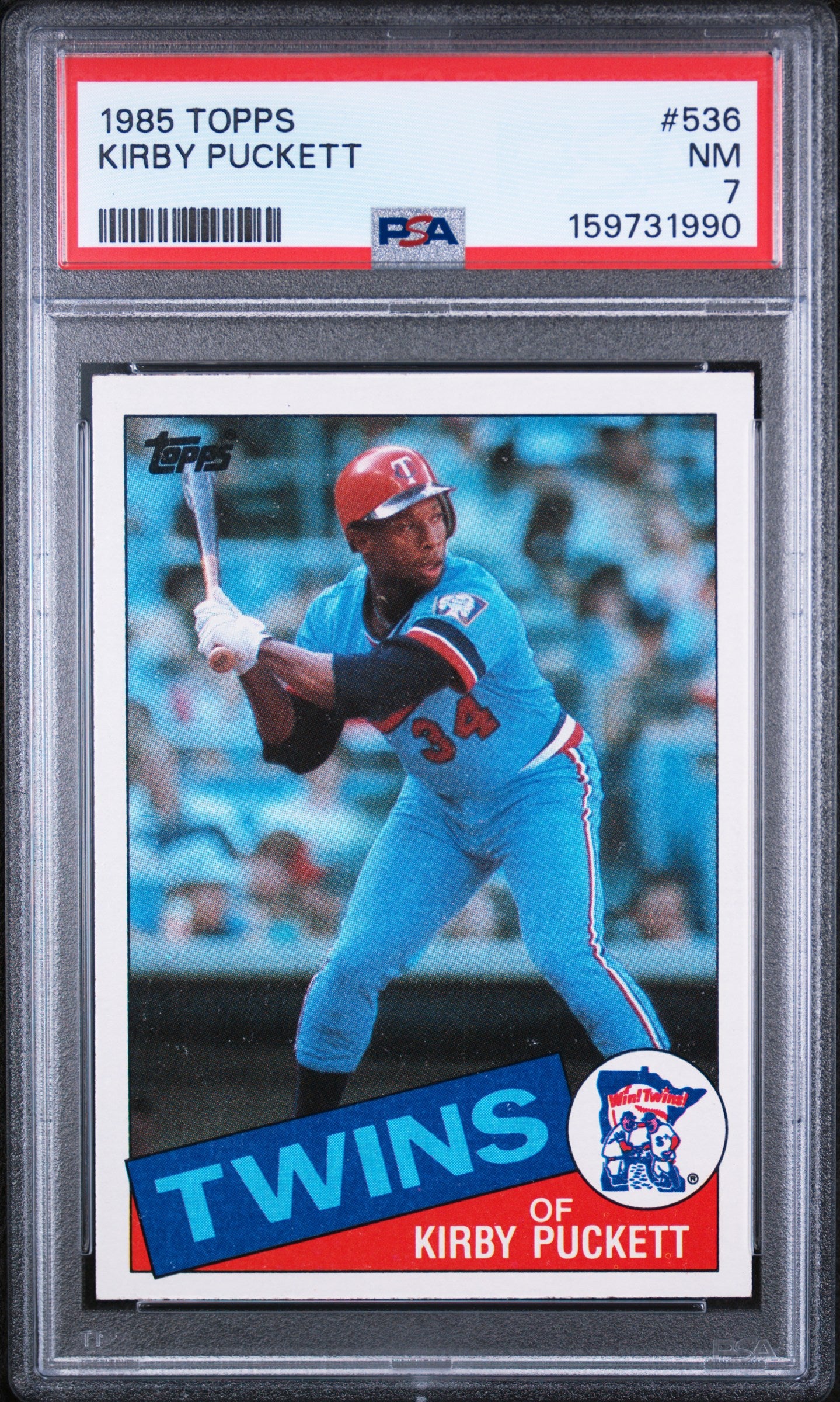 1985 TOPPS 536 KIRBY PUCKETT PSA 7 - front