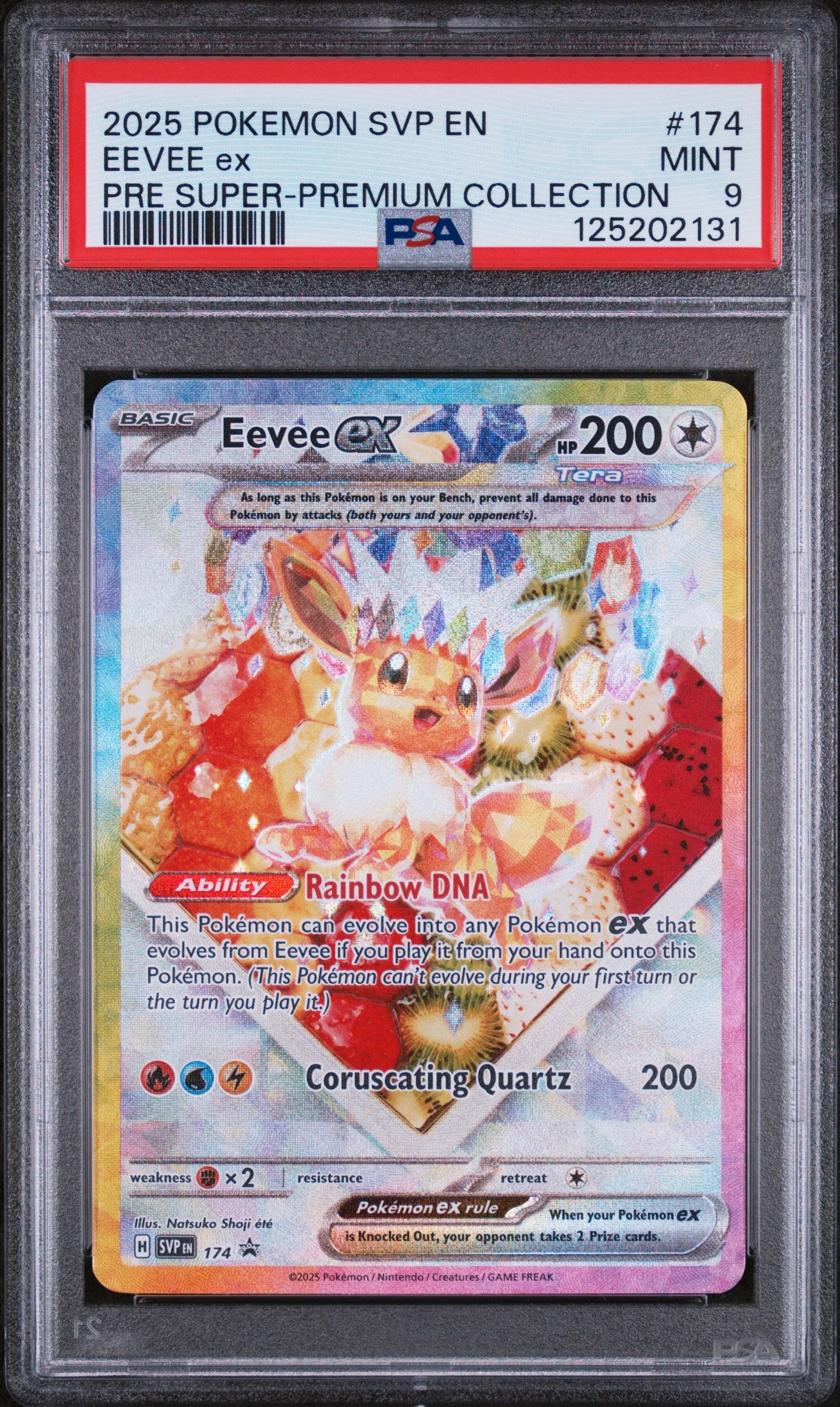 2025 POKEMON SVP EN-SV BLACK STAR PROMO 174 EEVEE EX PRISMATIC EVOLUTIONS SUPER-PREMIUM COLLECTION PSA 9 - front