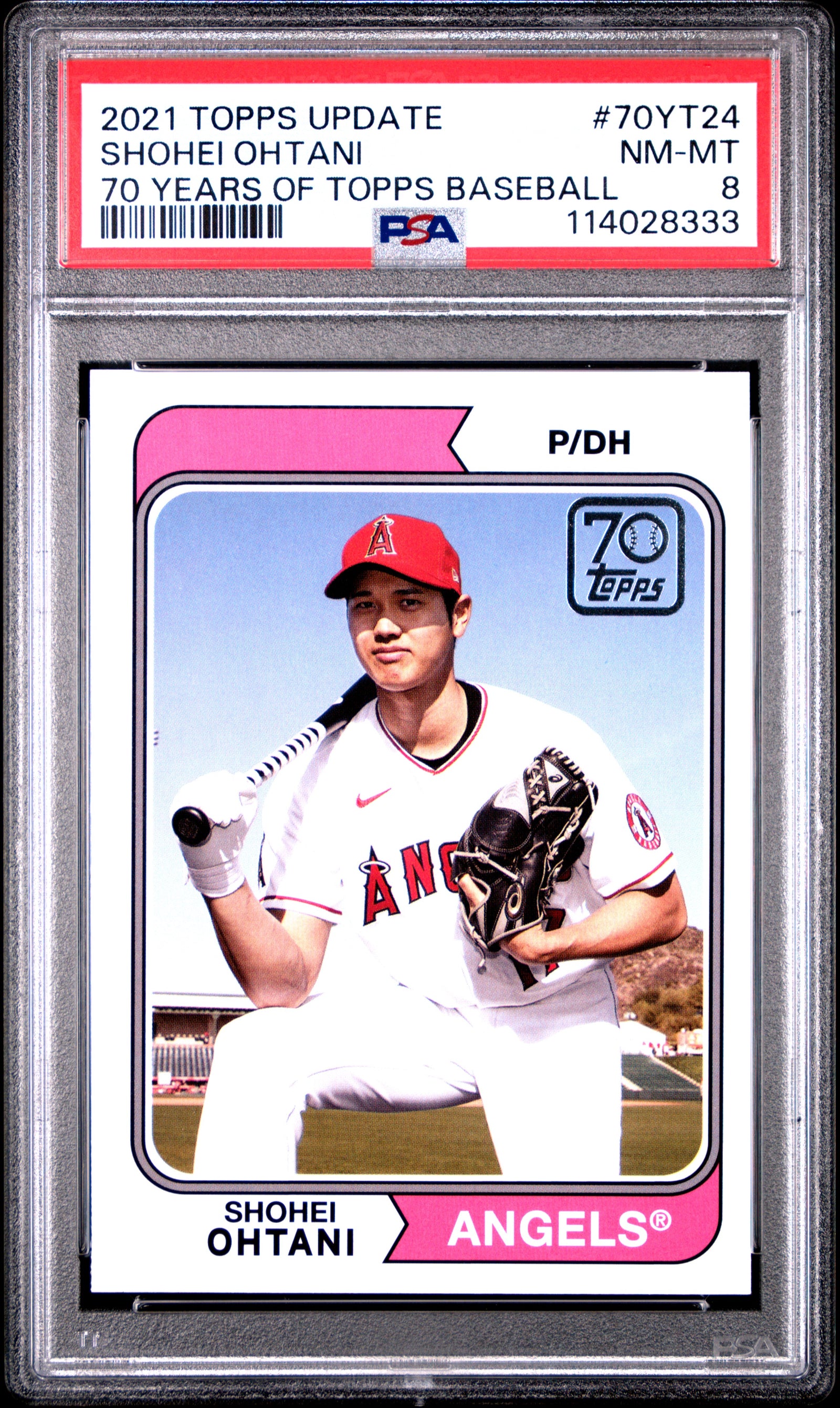 2021 Topps Update 70 Years Of Topps Baseball 70Yt24 Shohei Ohtani PSA 8