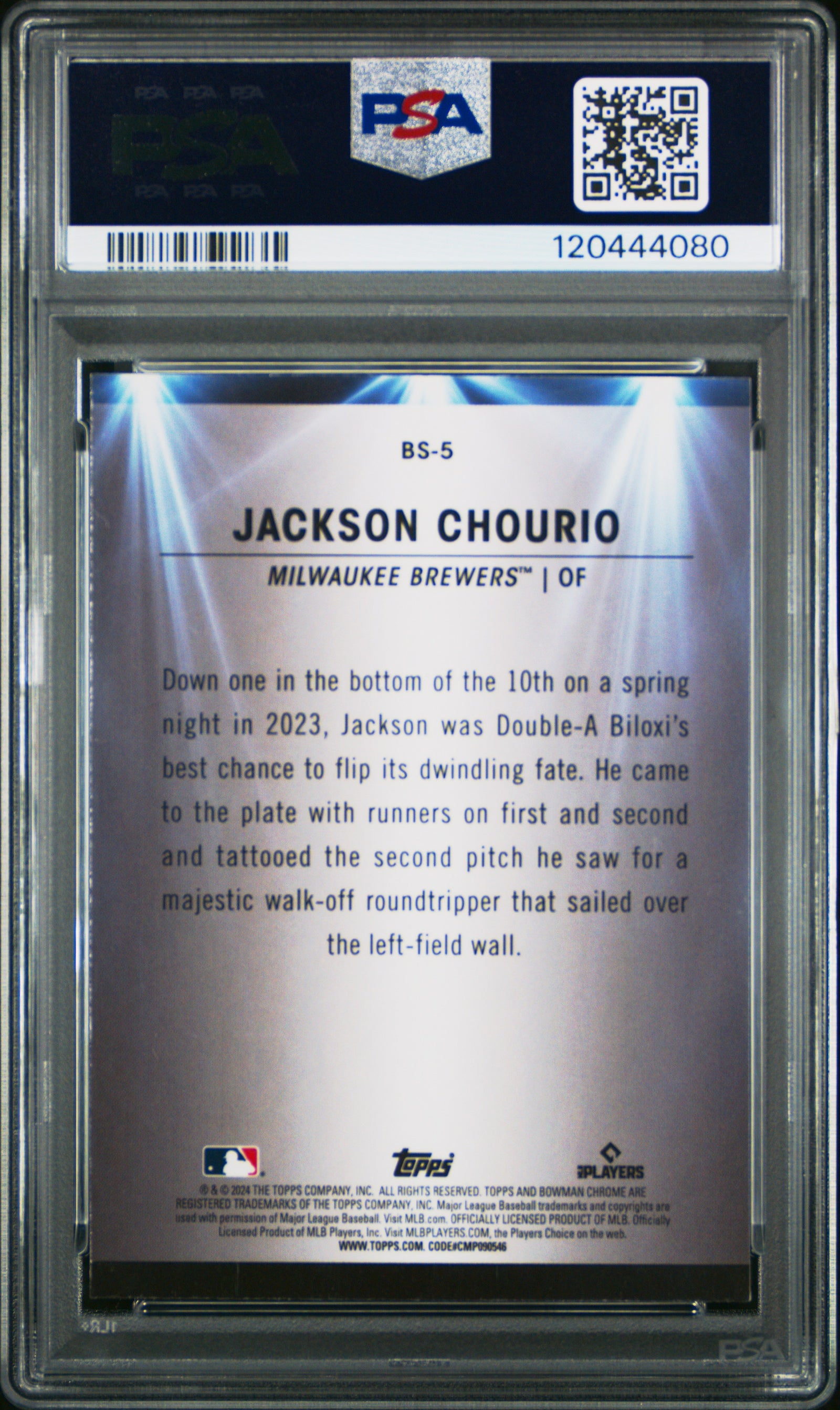 2024 BOWMAN CHROME BOWMAN SPOTLIGHTS BS5 JACKSON CHOURIO PSA 9 - back