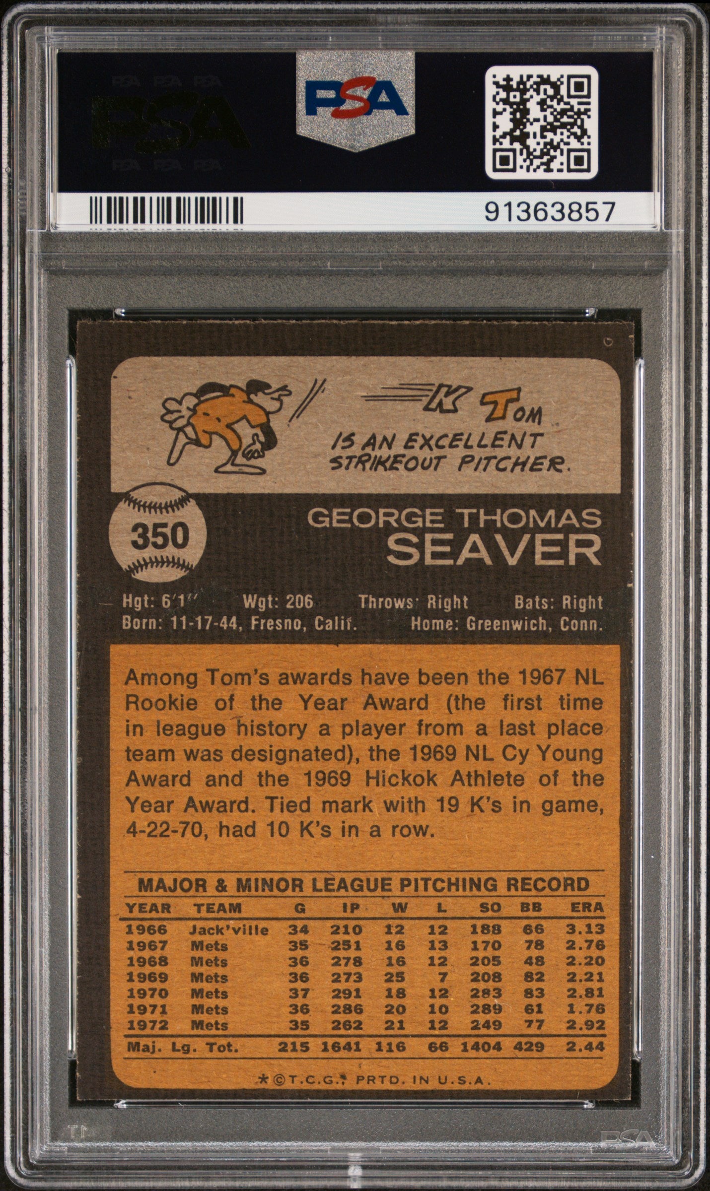 1973 Topps 350 Tom Seaver PSA 7