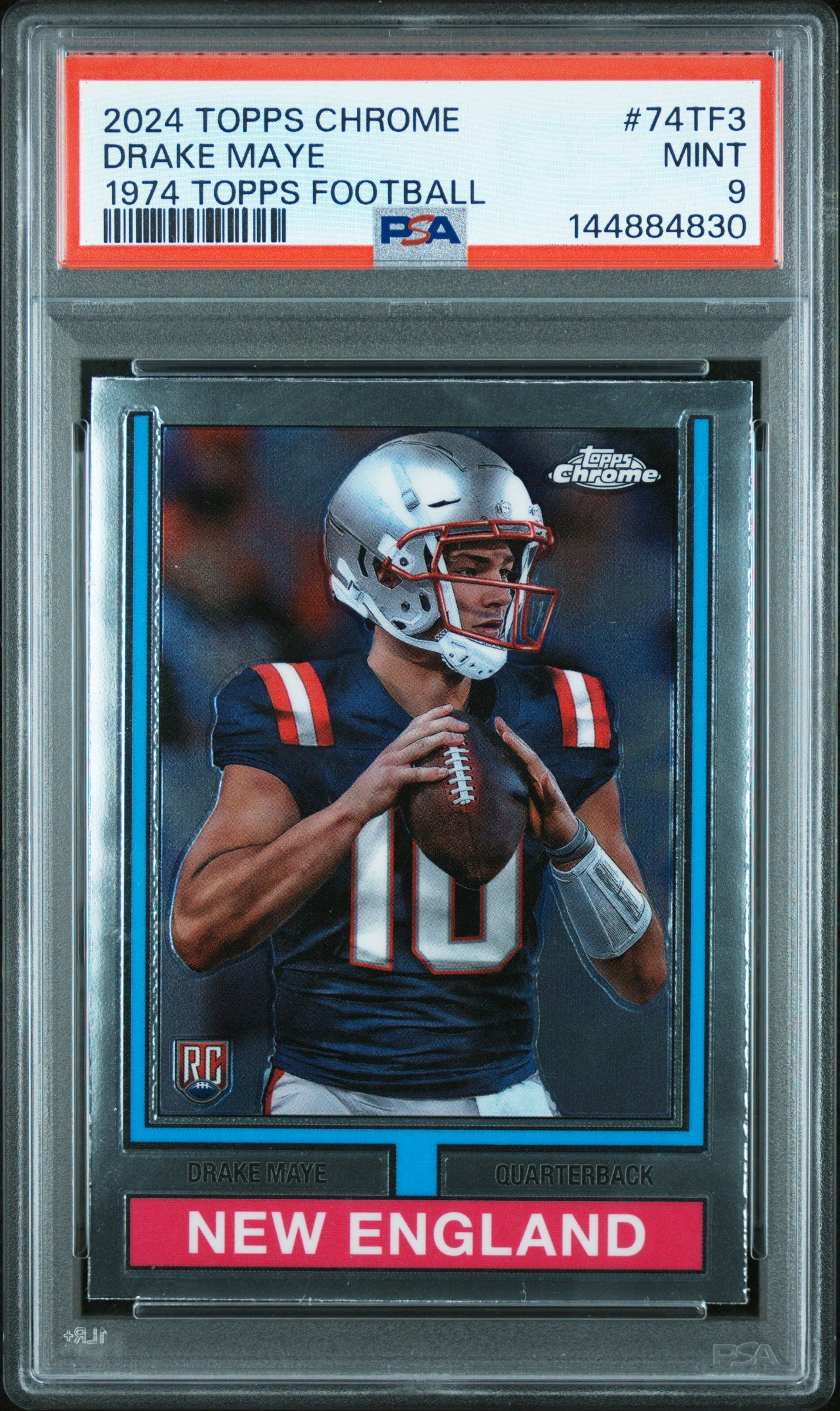2024 Topps Chrome 1974 Topps Football 74Tf3 Drake Maye  PSA 9
