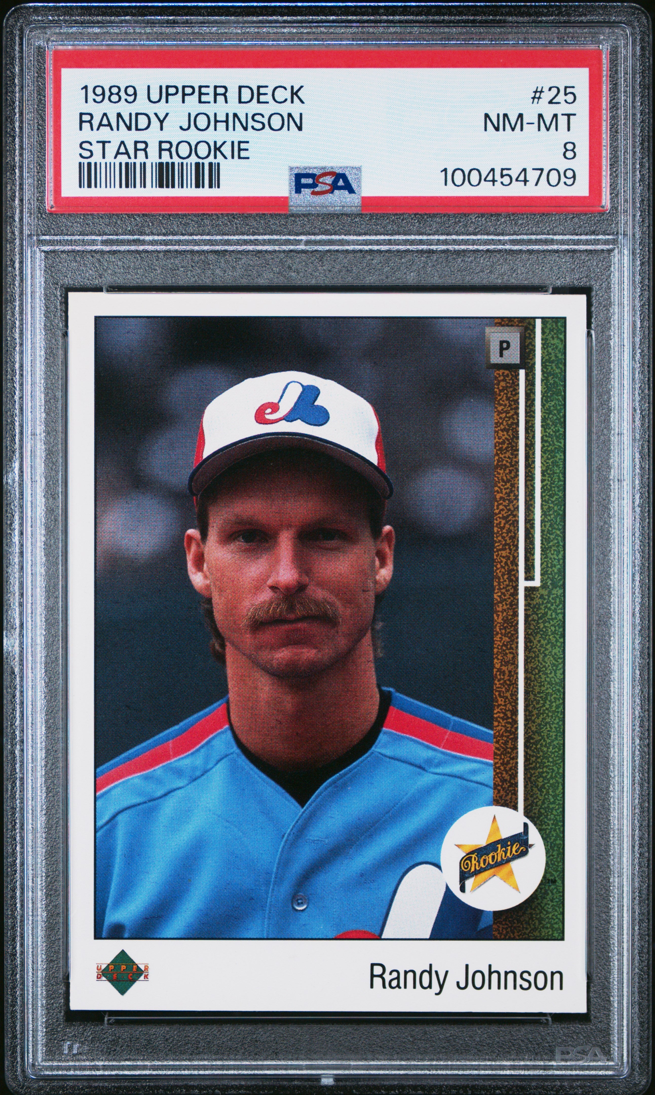 1989 UPPER DECK 25 RANDY JOHNSON STAR ROOKIE PSA 8 - front