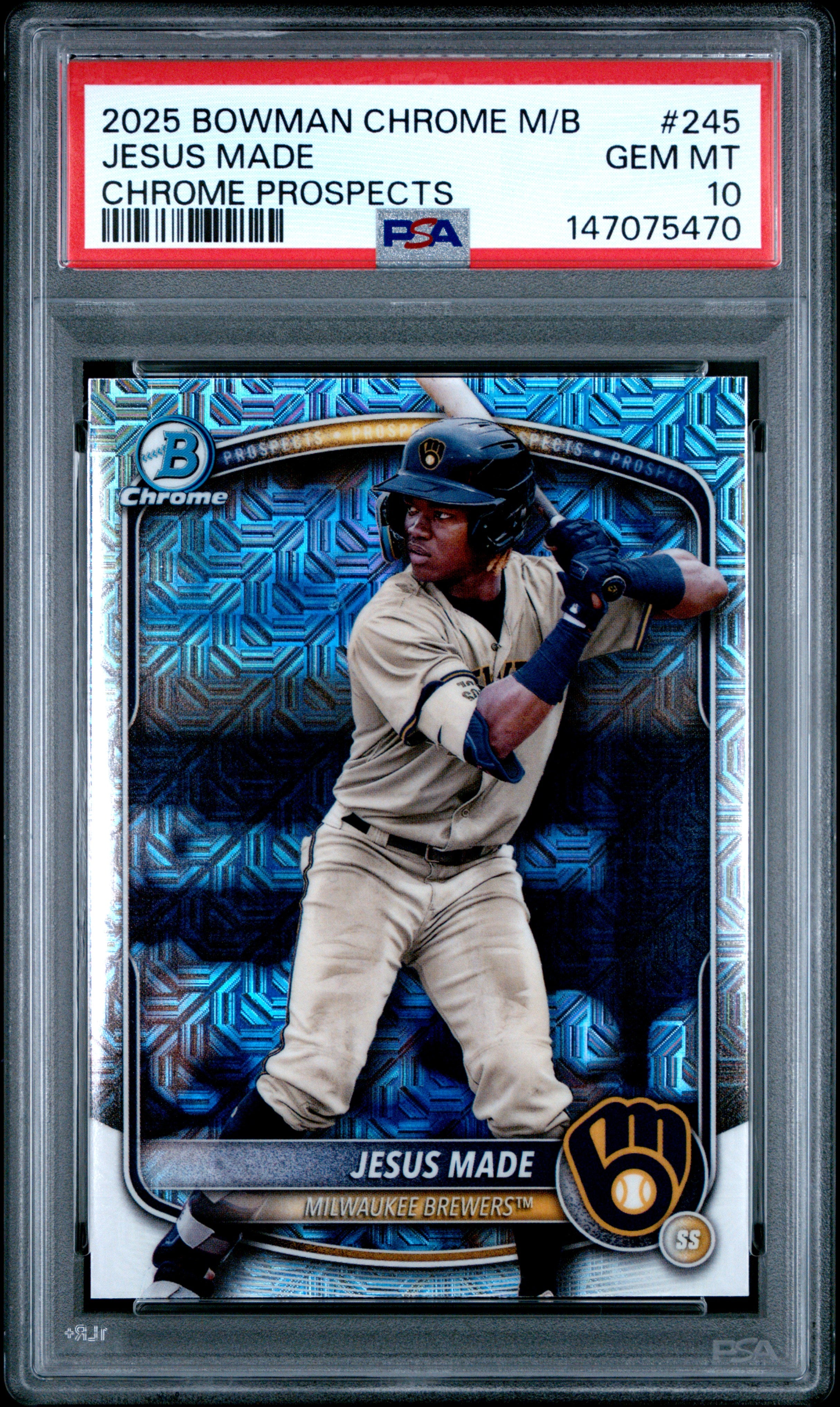 2025 BOWMAN CHROME MEGA BOX CHROME PROSPECTS 245 JESUS MADE PSA 10 - front