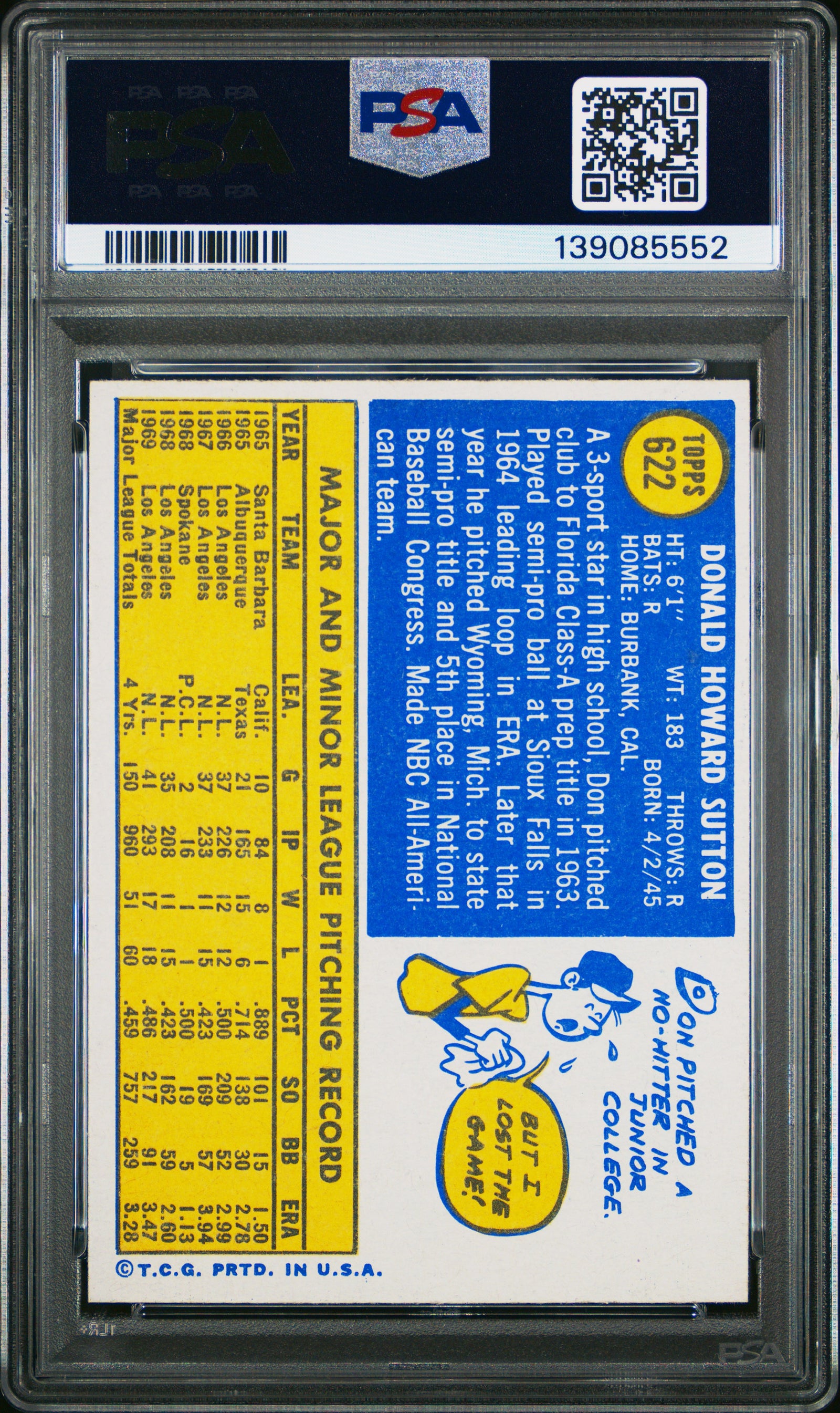 1970 Topps 622 Don Sutton PSA 8