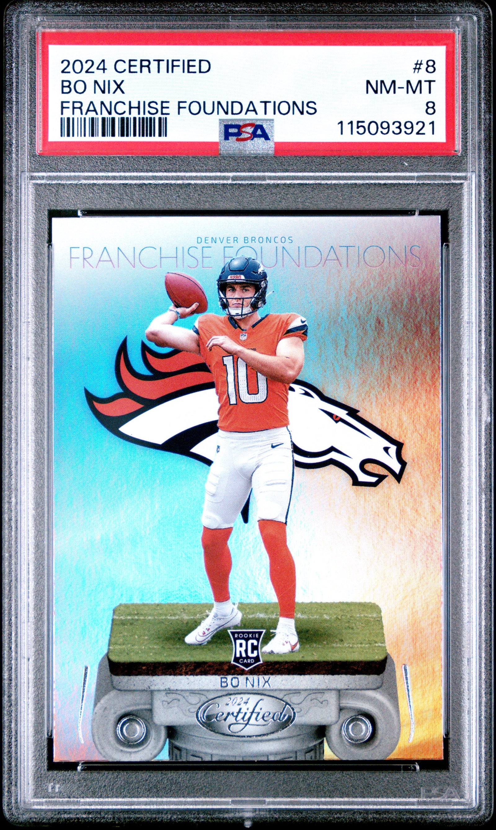 2024 Panini Certified Franchise Foundations Bo Nix #8 PSA 8