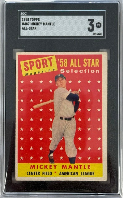1958 Topps Mickey Mantle All-Star #487 SGC 3