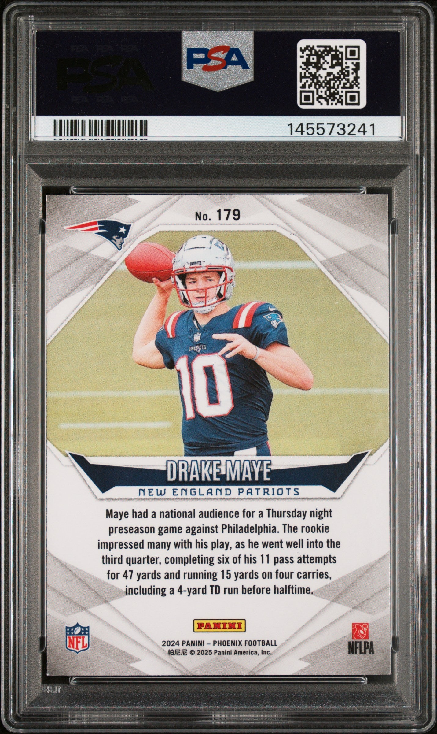 2024 Panini Phoenix 179 Drake Maye PSA 7
