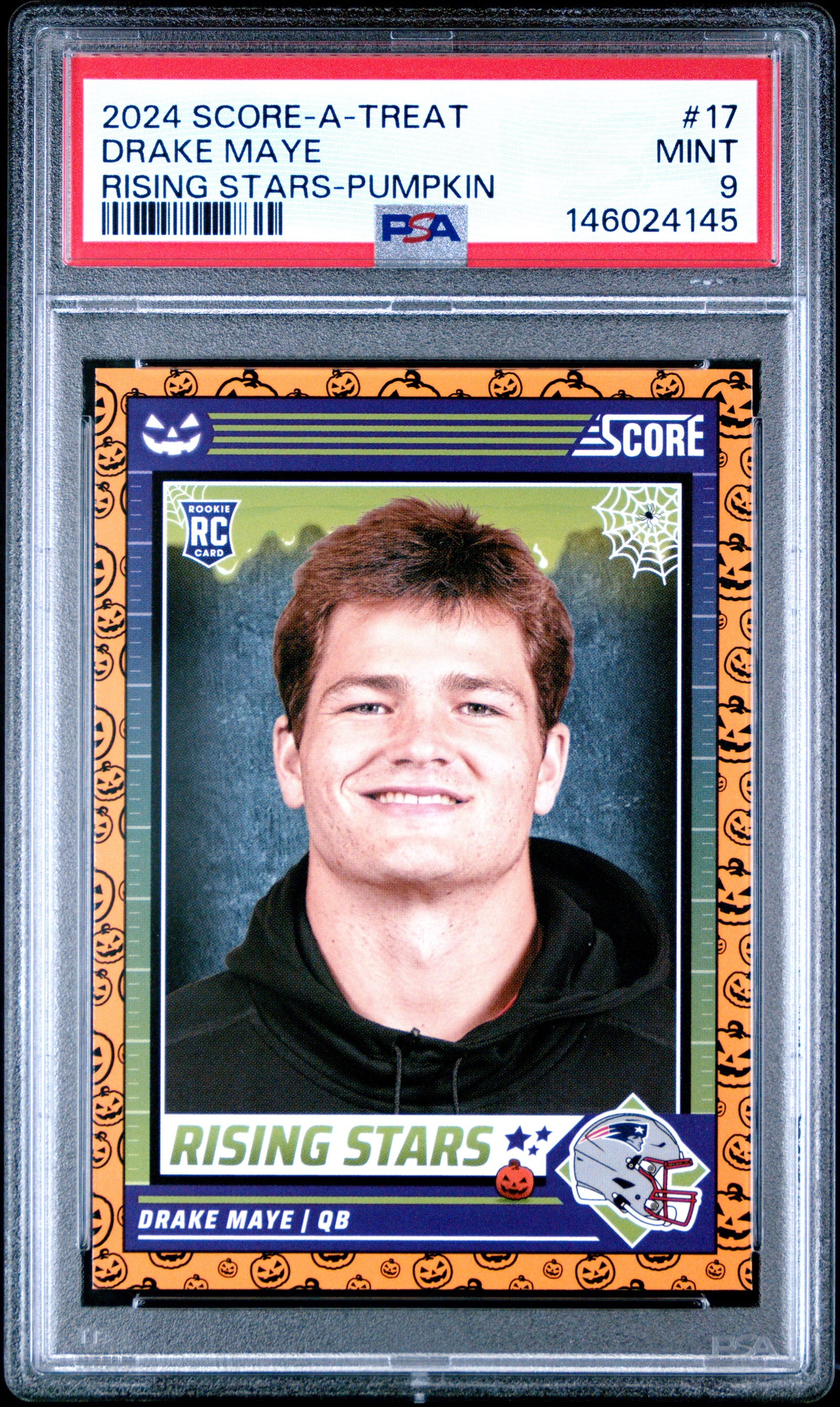 2024 Panini Score-A-Treat Rising Stars 17 Drake Maye Pumpkin PSA 9
