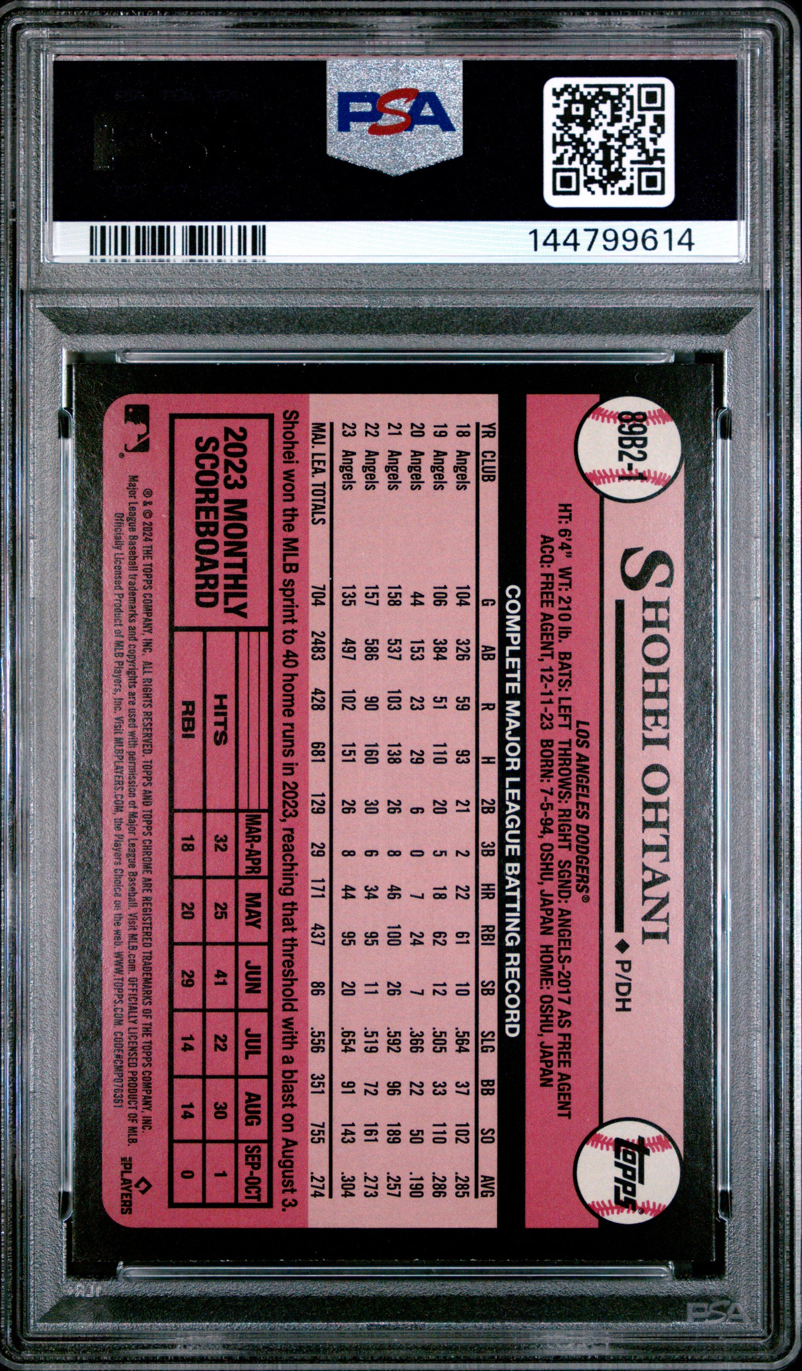 2024 Topps 1989 Topps Baseball 89B2-1 Shohei Ohtani Series 2-Foil PSA 8