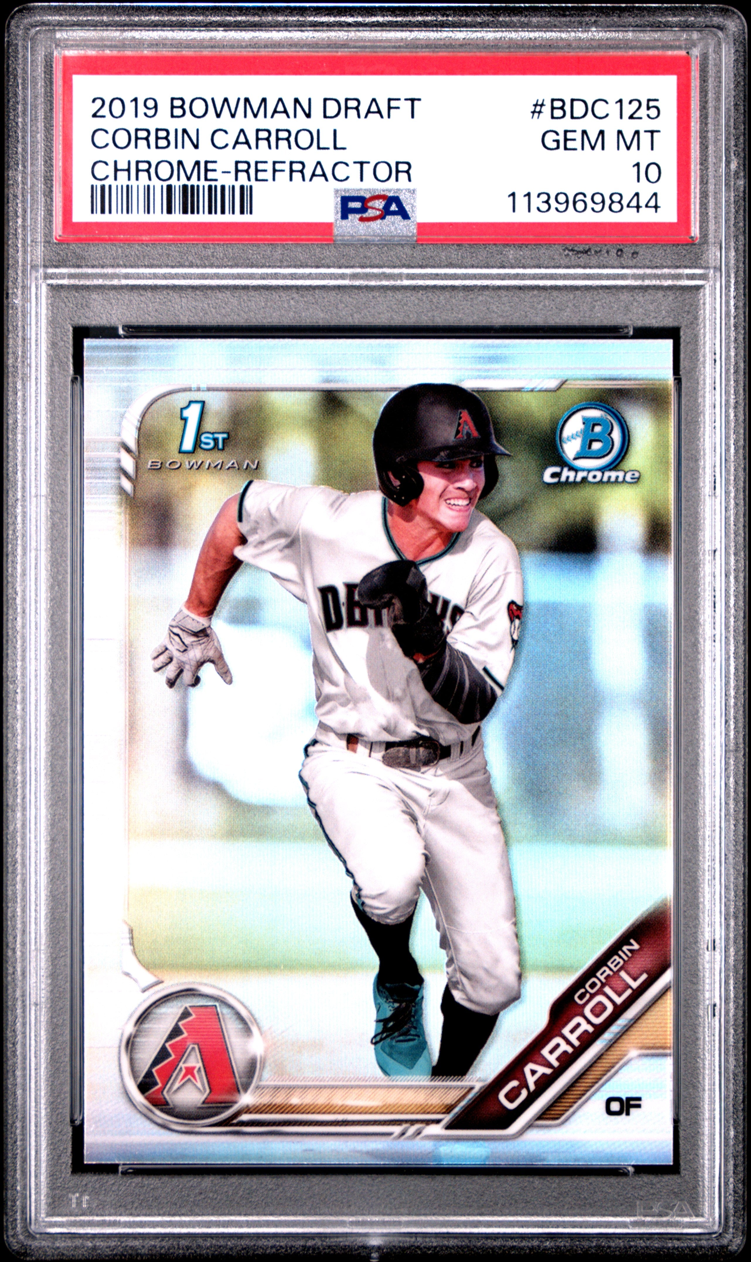 2019 BOWMAN DRAFT BDC125 CORBIN CARROLL CHROME-REFRACTOR PSA 10 - front