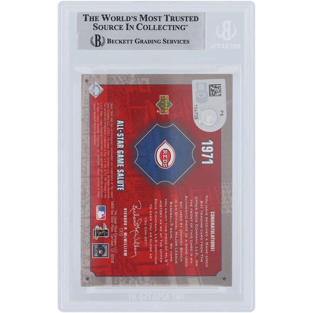 Johnny Bench 2001 Upper Deck All-Star Game Autograph Beckett/Fanatics Authentic