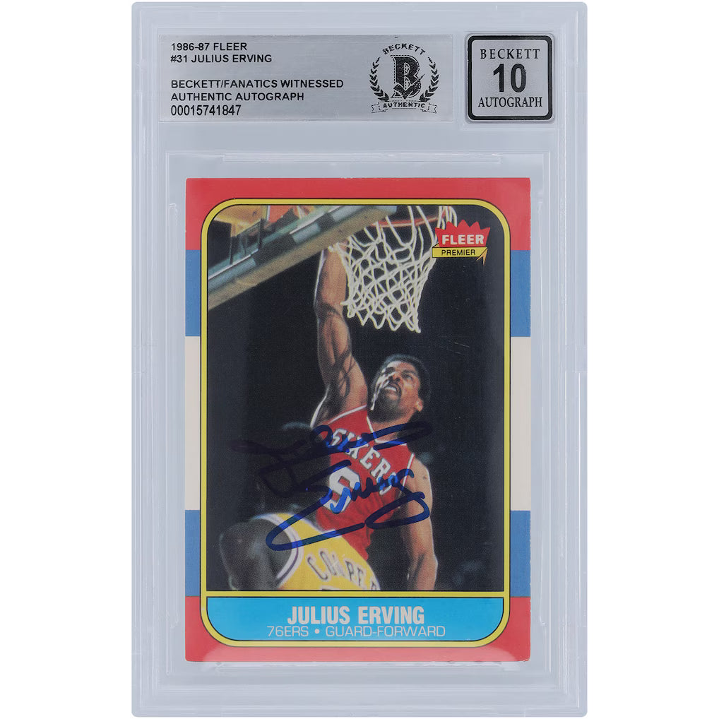 1986-87 Fleer Julius Erving Autograph Beckett/Fanatics Authentic Auto 10