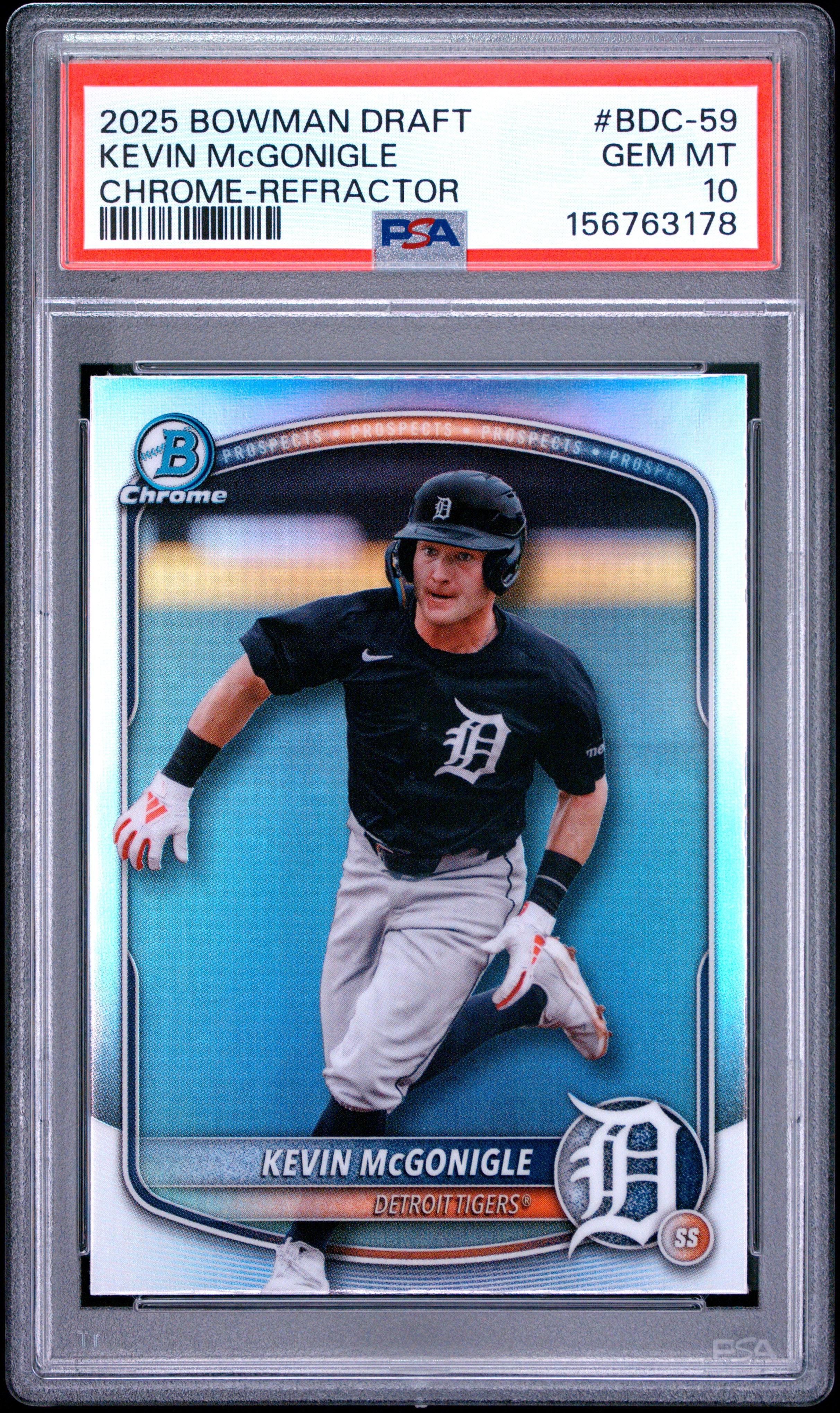2025 BOWMAN DRAFT BDC-59 KEVIN MCGONIGLE CHROME-REFRACTOR PSA 10 - front