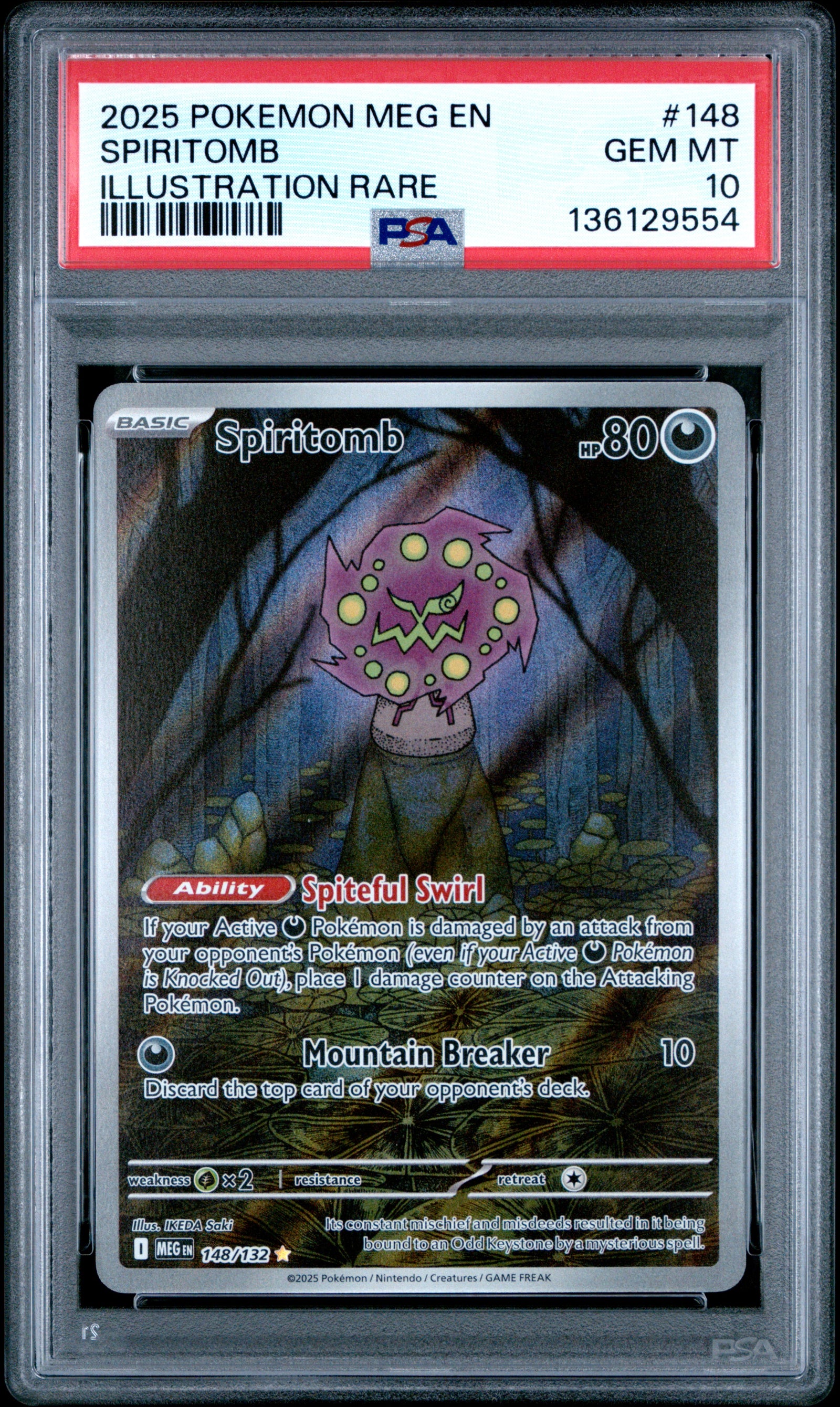2025 POKEMON MEG EN-MEGA EVOLUTION 148 SPIRITOMB ILLUSTRATION RARE PSA 10 - front