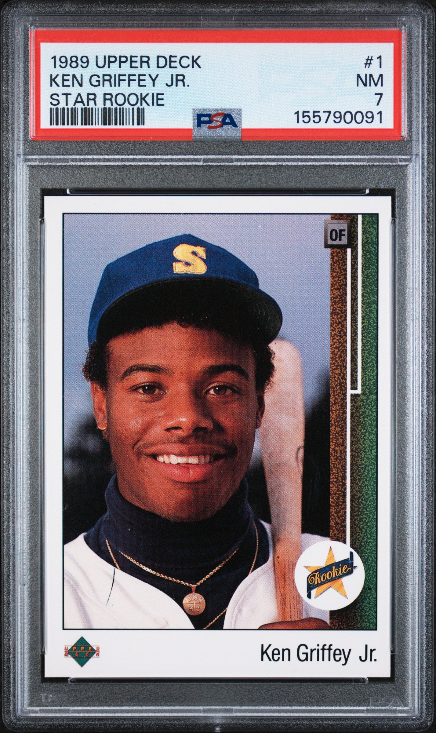 1989 UPPER DECK 1 KEN GRIFFEY JR. STAR ROOKIE PSA 7 - front