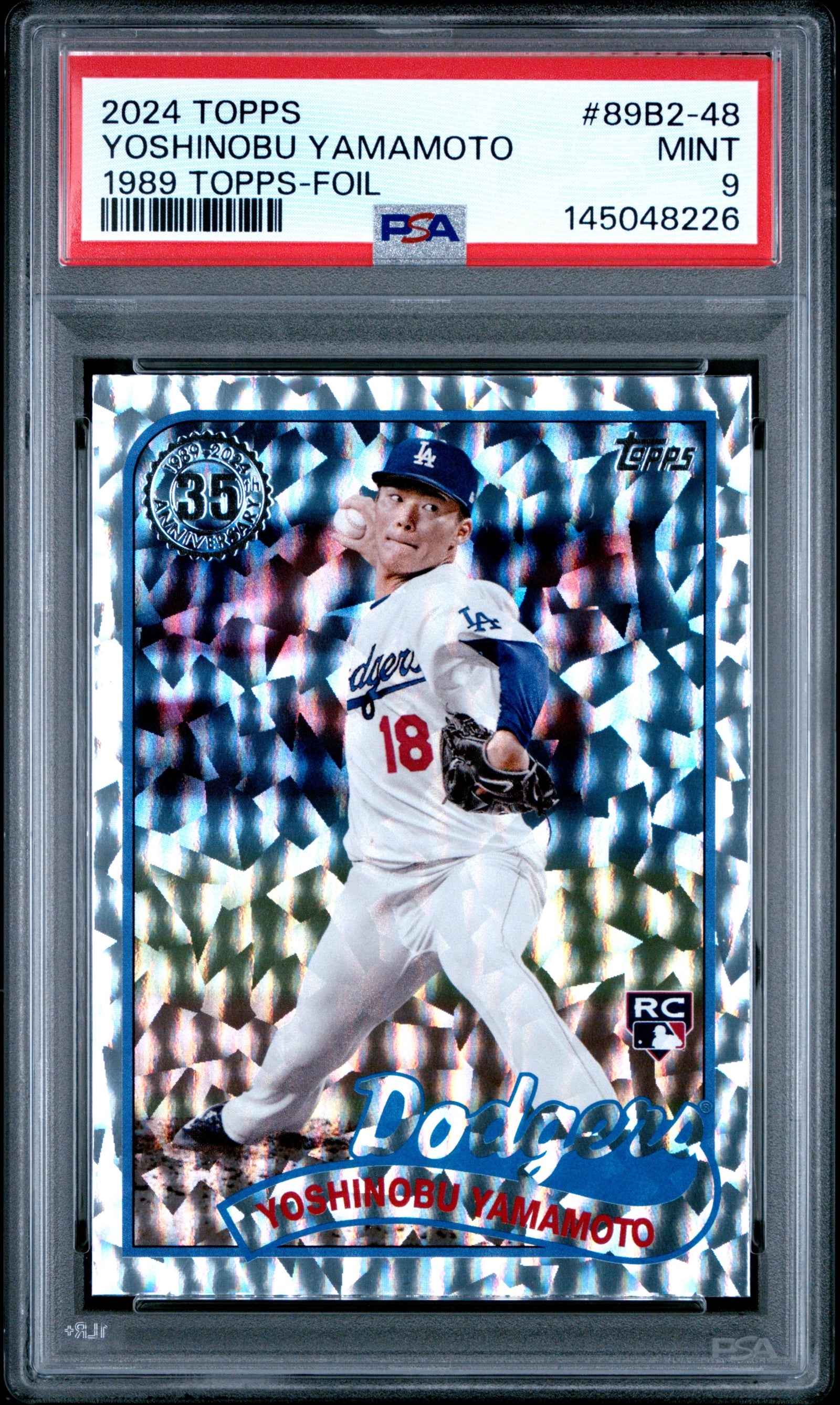 2024 Topps 1989 Topps Baseball 89B2-48 Yoshinobu Yamamoto Series 2-Foil PSA 9