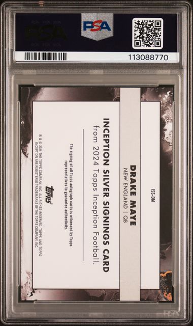2024 Topps Inception Silver Signings #ISSDM Drake Maye PSA Authentic Auto PSA 10