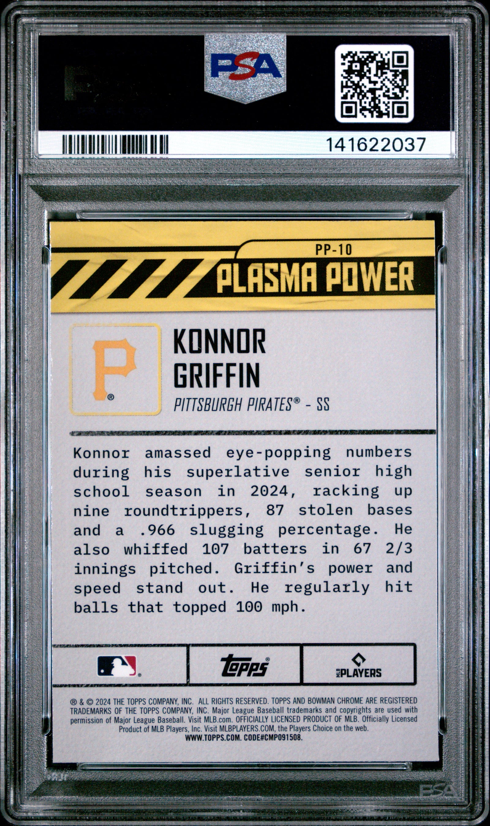 2024 Bowman Draft Plasma Power Pp10 Konnor Griffin PSA 10