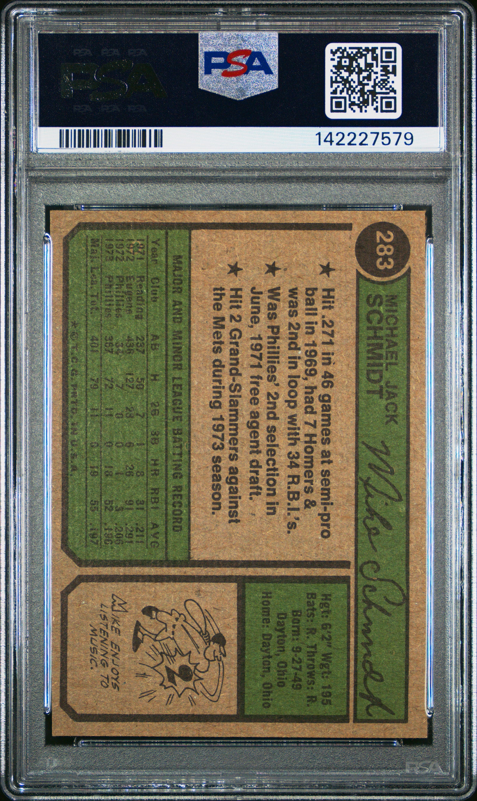 1974 Topps 283 Mike Schmidt PSA 6