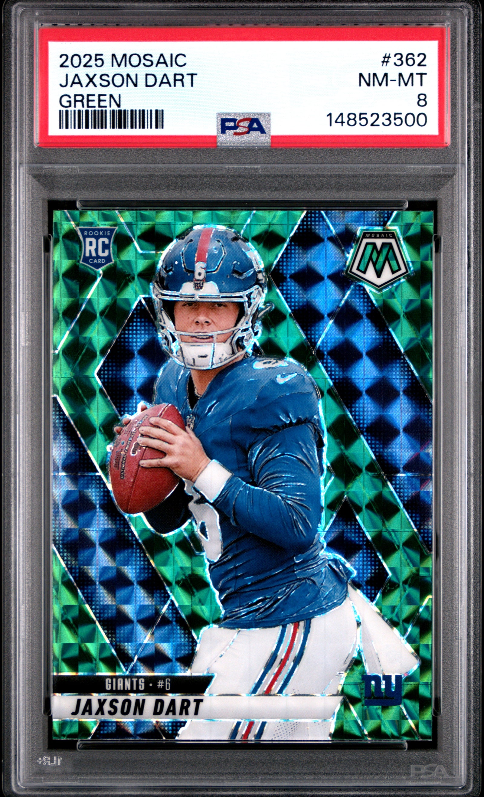 2025 Panini Mosaic 362 Jaxson Dart Green PSA 8