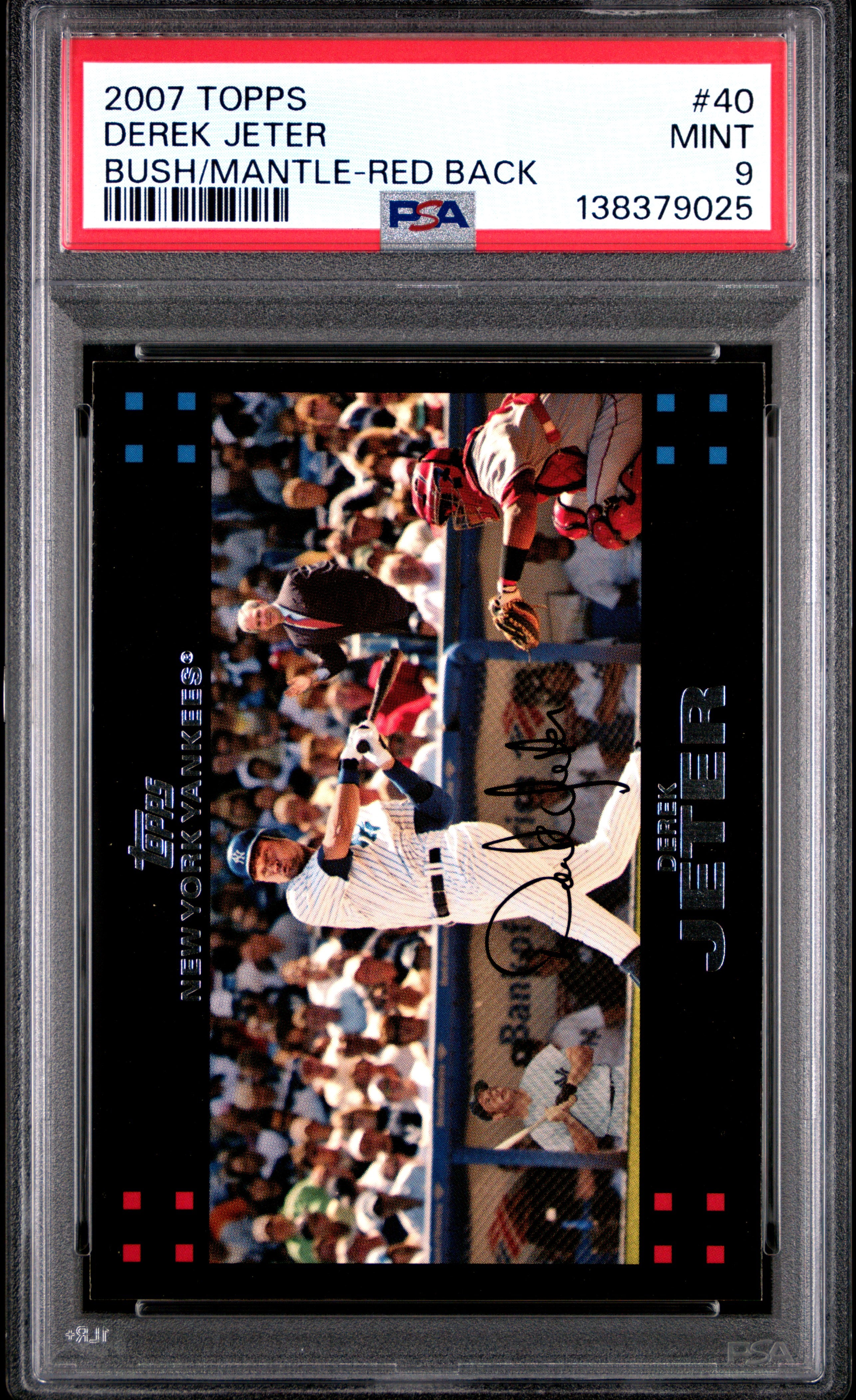 2007 Topps 40 Derek Jeter Bush/Mantle-Red Back PSA 9
